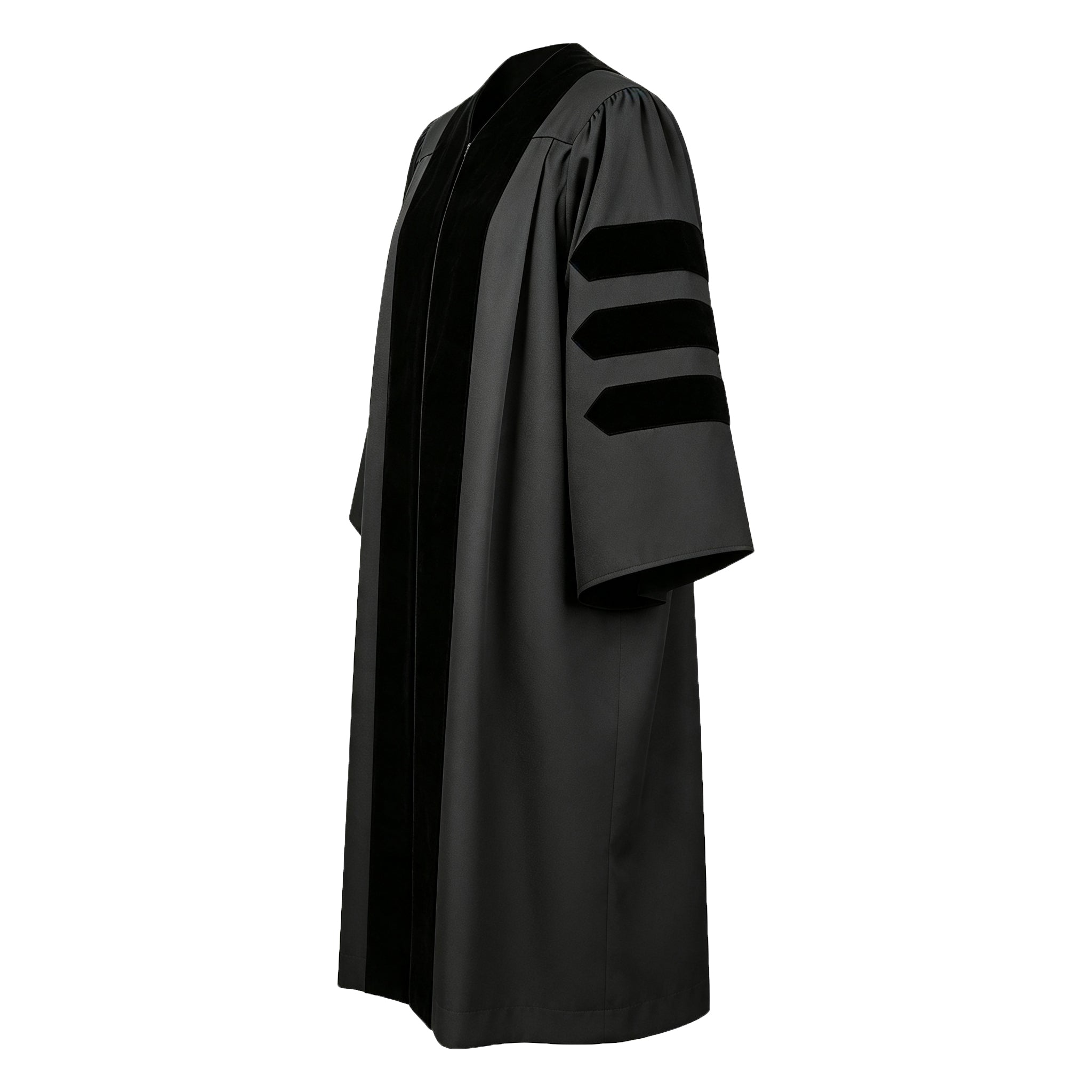 Economy Doctoral Graduation Gown / PHD Gown with Black Velvet Trim-CA graduation