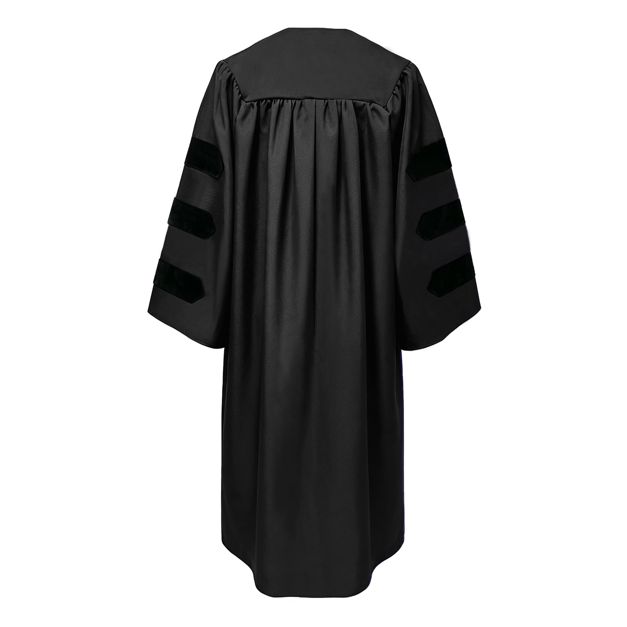 Economy Doctoral Graduation Gown with Black Velvet Sleeve Trim|Doctoral Regalia-CA graduation