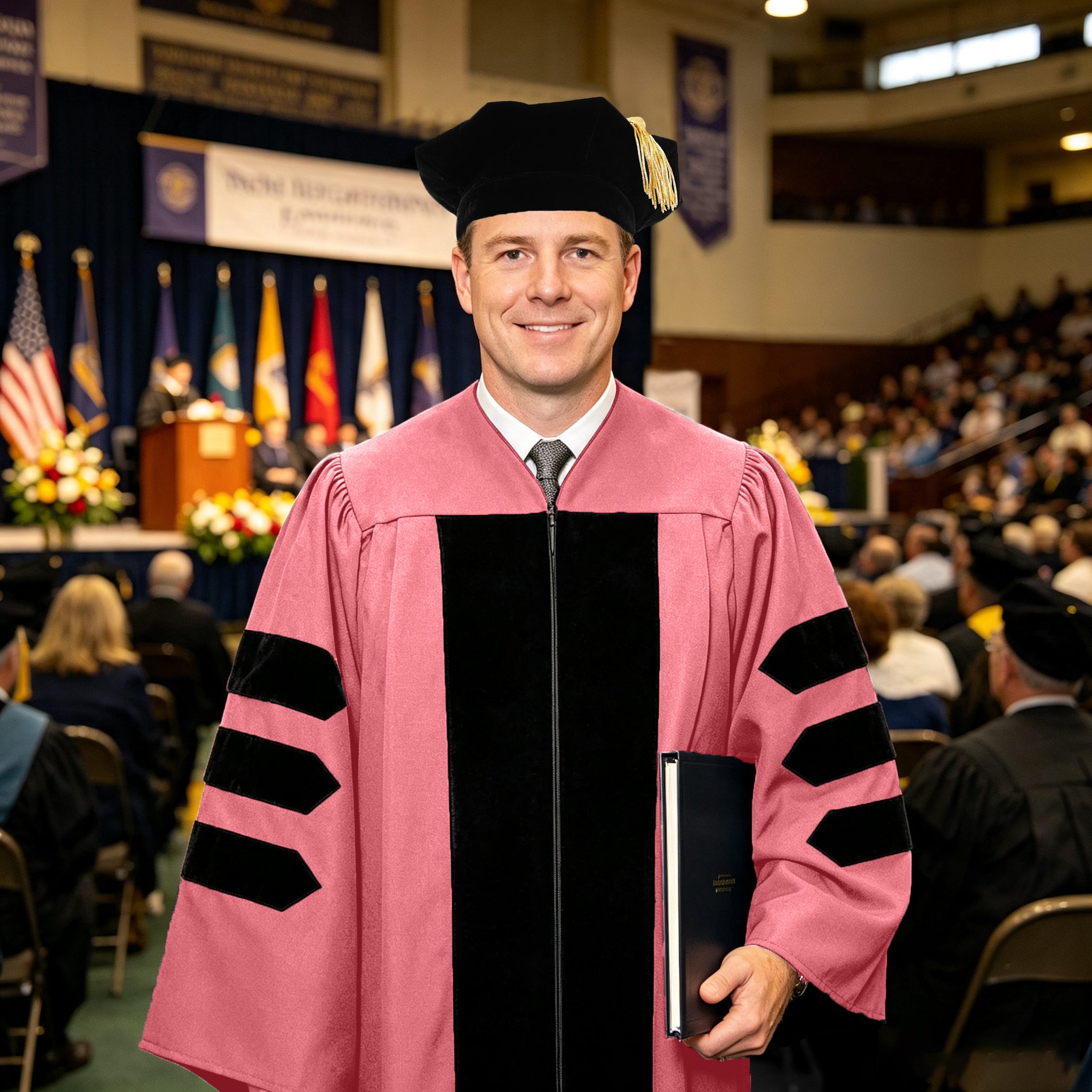 Doctoral Graduation Gown for Economics / PHD Gown with Black Velvet Front Panel-CA graduation