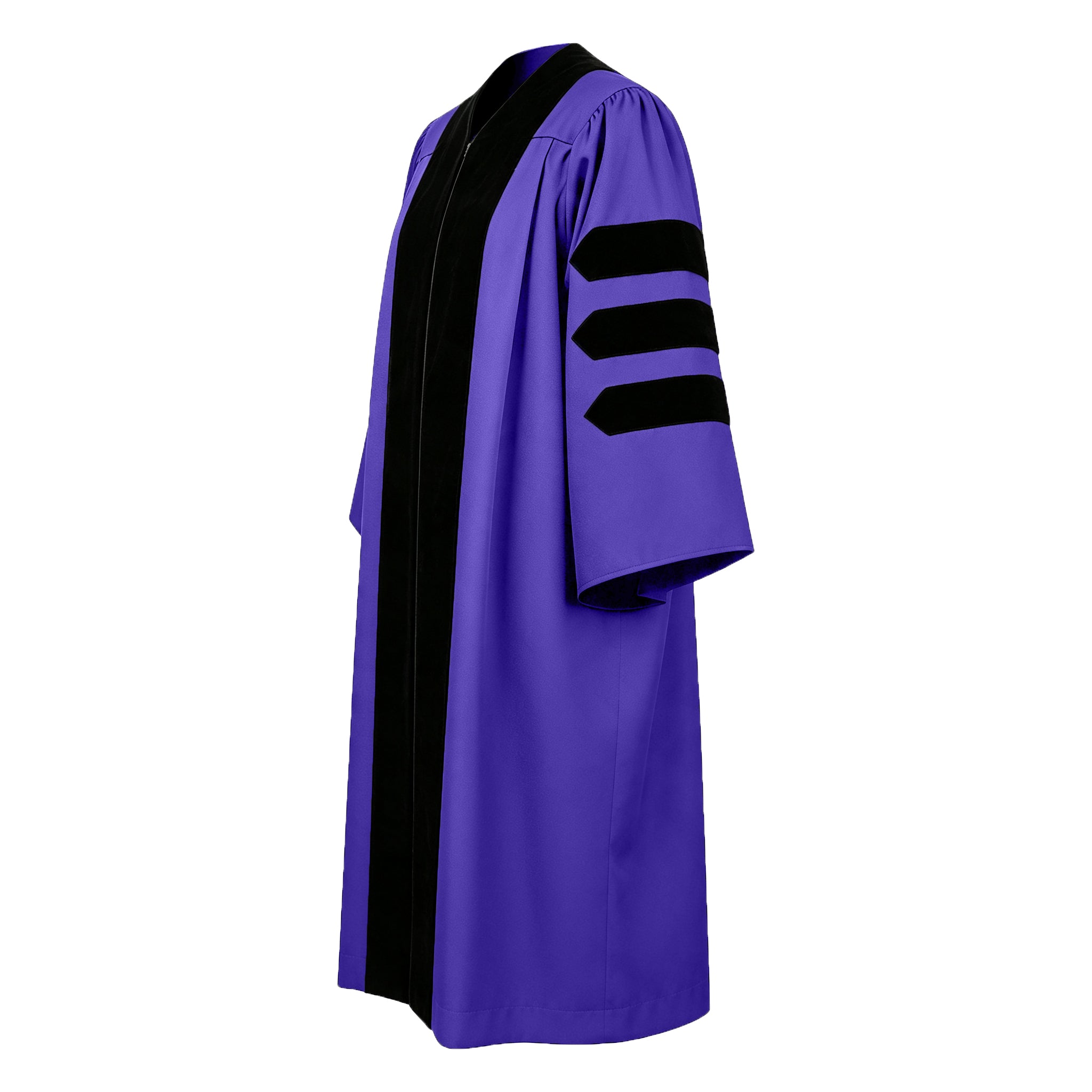 Economy Doctoral Graduation Gown / PHD Gown with Black Velvet Trim-CA graduation