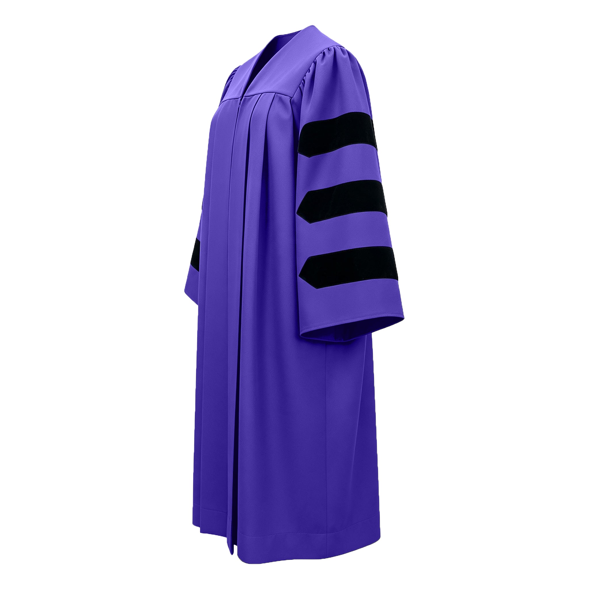 Economy Doctoral Graduation Gown with Black Velvet Sleeve Trim|Doctoral Regalia-CA graduation