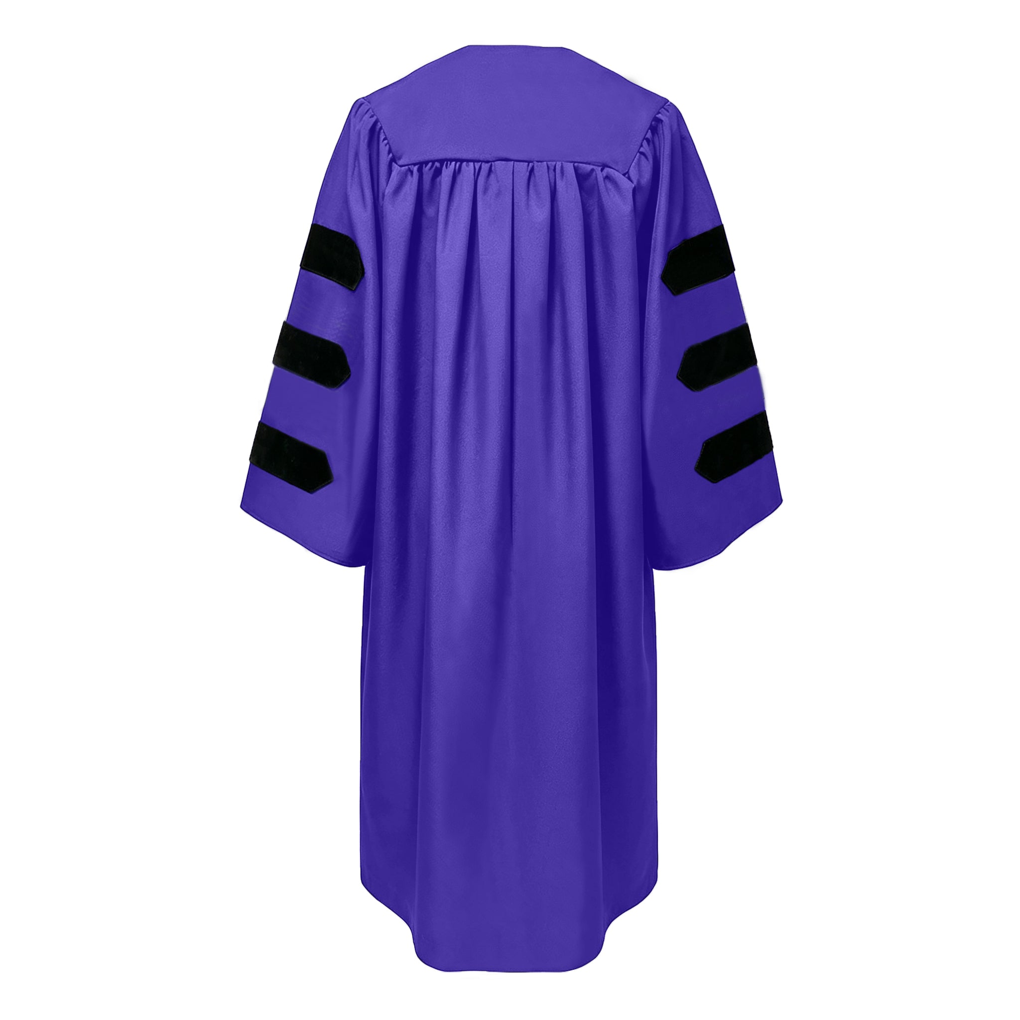 Economy Doctoral Graduation Gown with Black Velvet Sleeve Trim|Doctoral Regalia-CA graduation