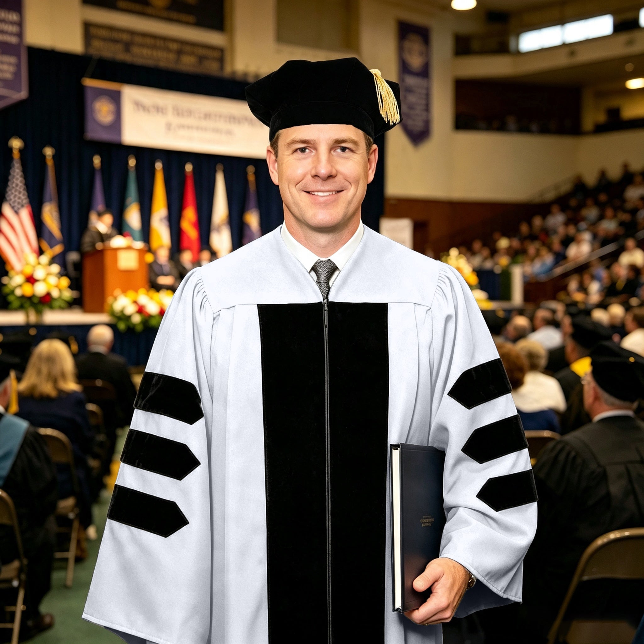 Doctoral Graduation Gown for Economics / PHD Gown with Black Velvet Front Panel-CA graduation