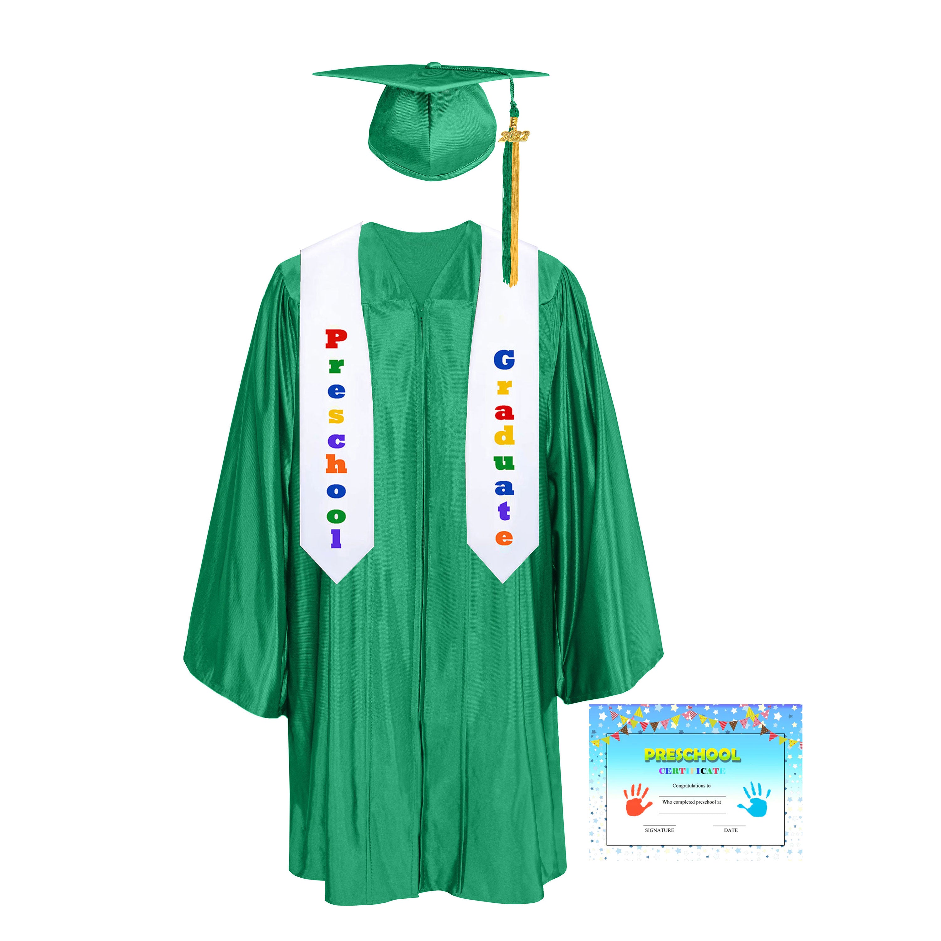 Shiny Kindergarten Graduation Colorful tassel Cap, Gown, Stole & Diploma Package|kindergarten cap gown-CA graduation