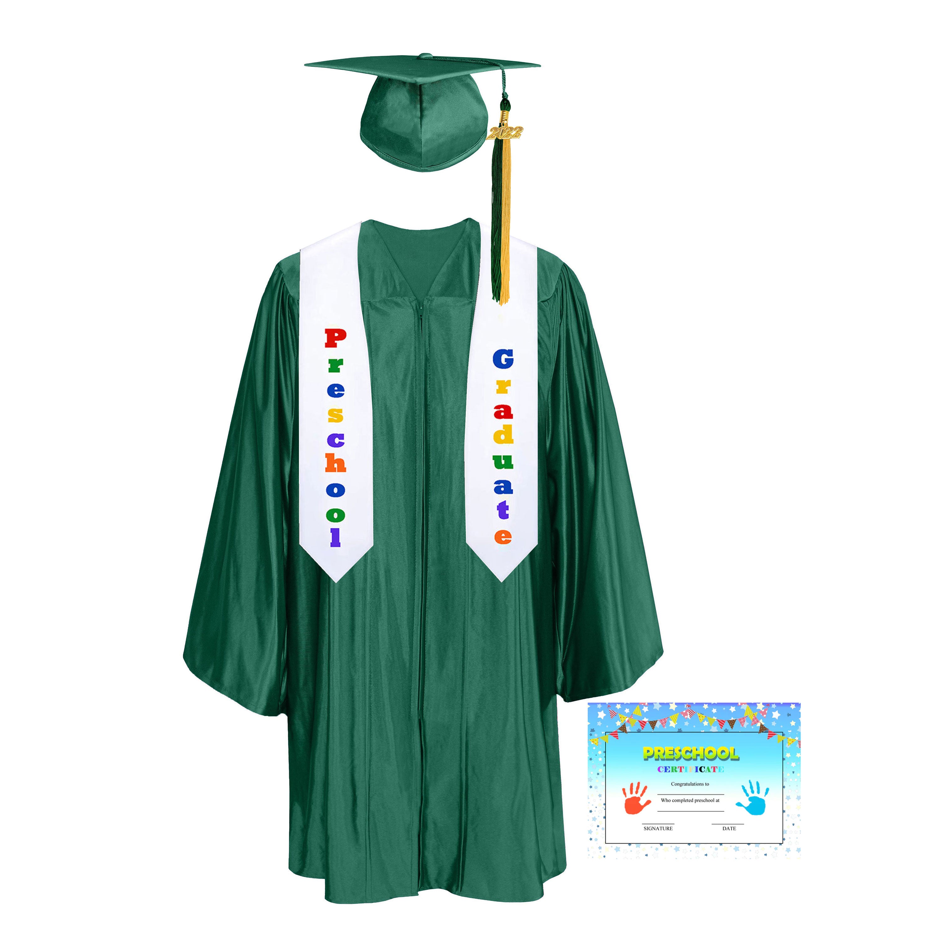 Shiny Kindergarten Graduation Colorful tassel Cap, Gown, Stole & Diploma Package|kindergarten cap gown-CA graduation