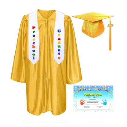 Shiny Kindergarten Graduation Cap, Gown, Stole & Diploma Package-CA graduation