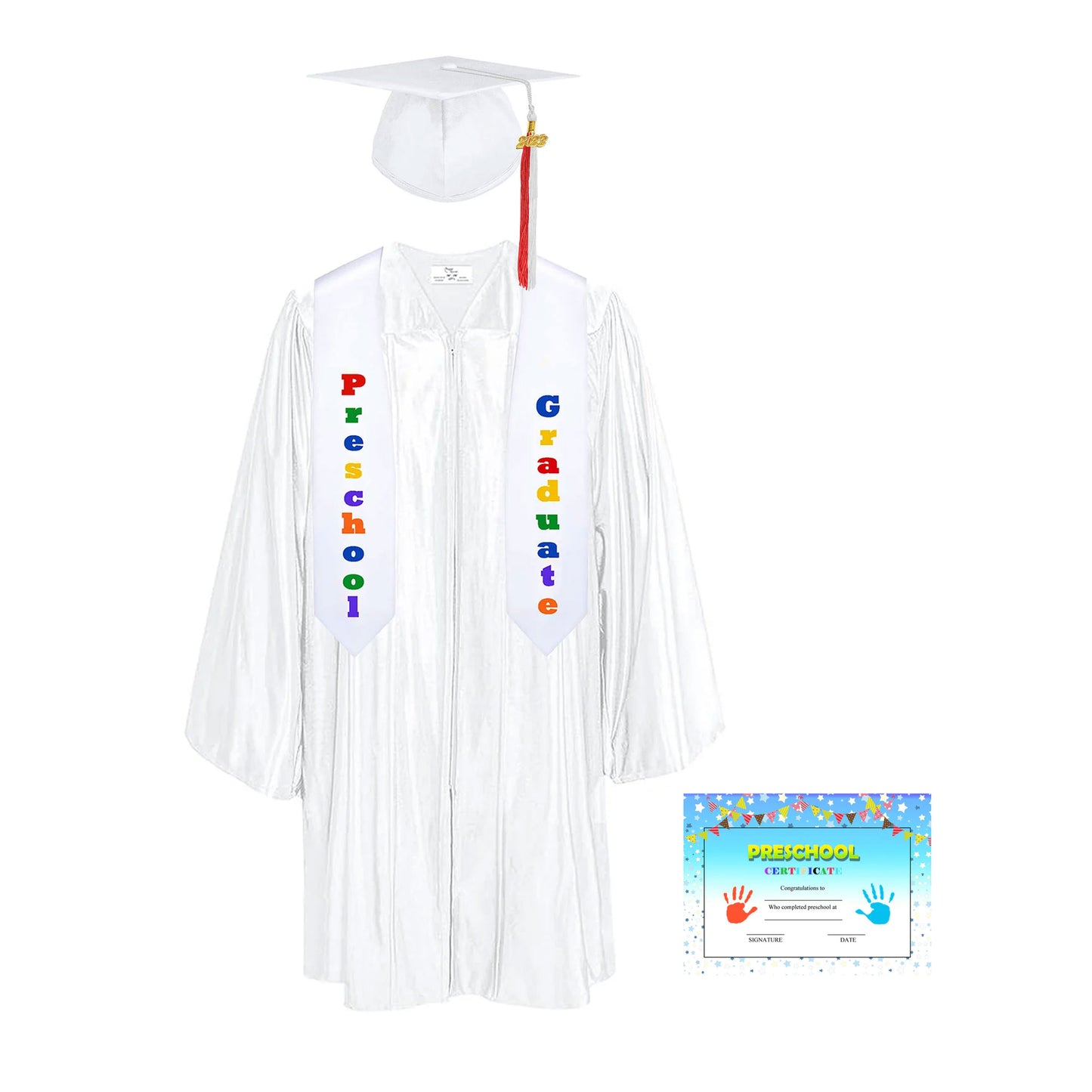 Shiny Kindergarten Graduation Colorful tassel Cap, Gown, Stole & Diploma Package|kindergarten cap gown-CA graduation