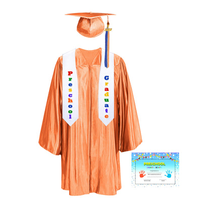 Shiny Kindergarten Graduation Colorful tassel Cap, Gown, Stole & Diploma Package|kindergarten cap gown-CA graduation