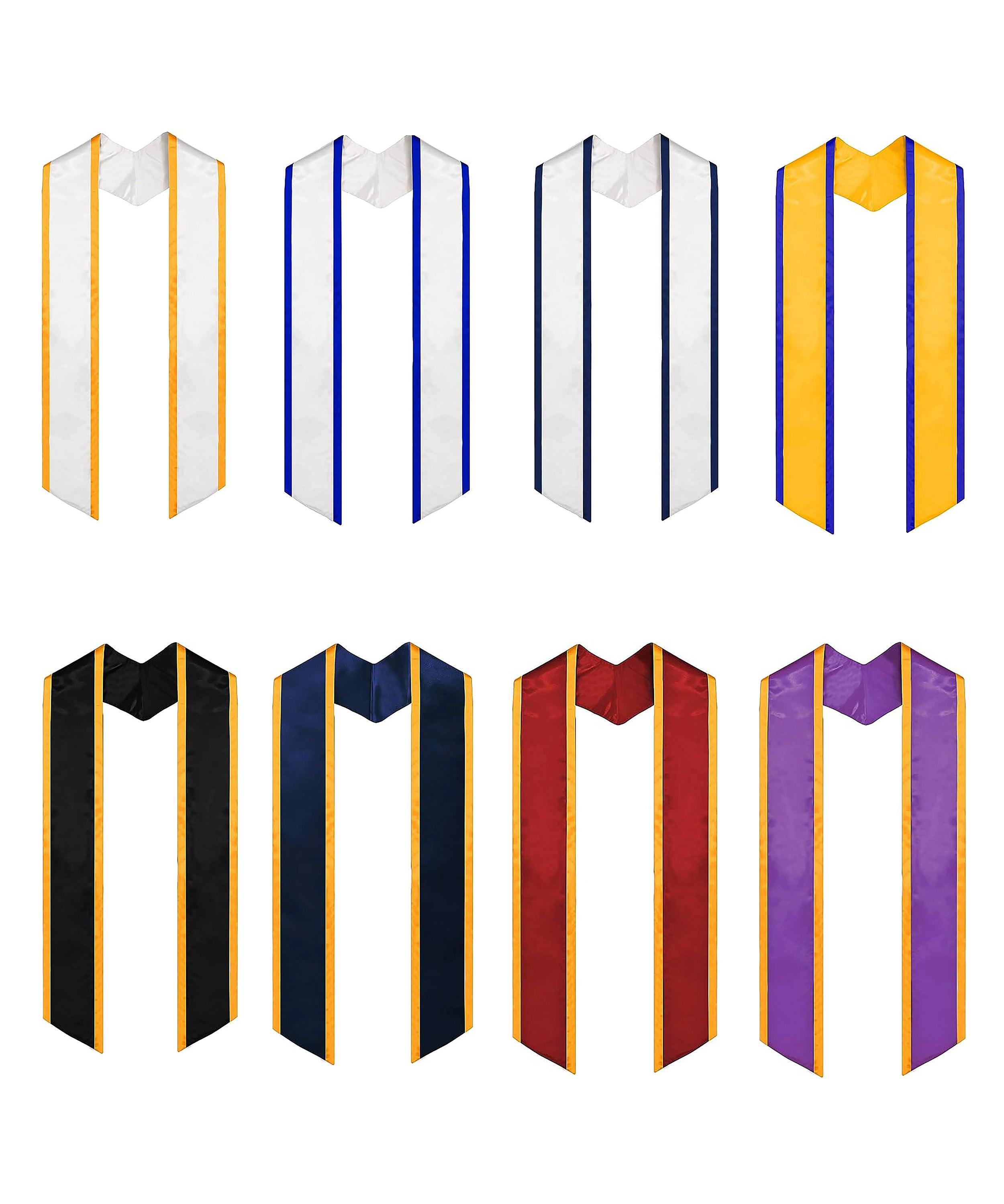 Shiny Cap, Gown, Tassel,Honor Stole Angled End with Trim 72” & Diploma Cover Package-CA graduation