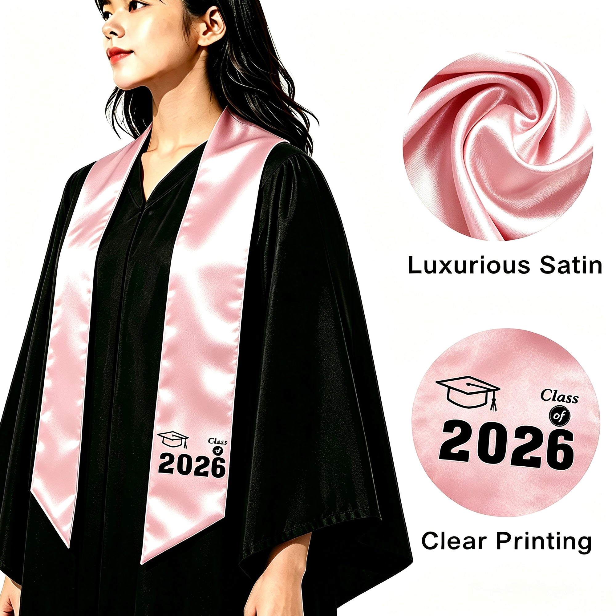 Unisex Adult Printed Graduation Stole 60'', Class of 2026 Graduation Stole-CA graduation