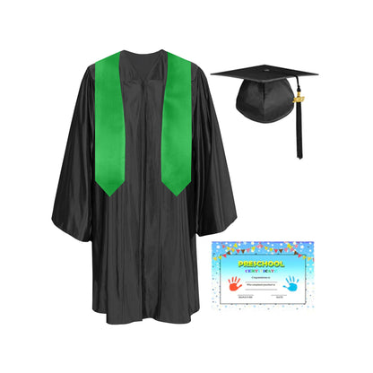 Plain Graduation Stole 50" Length Shiny Kindergarten Graduation Cap, Gown, Stole & Diploma Package-CA graduation