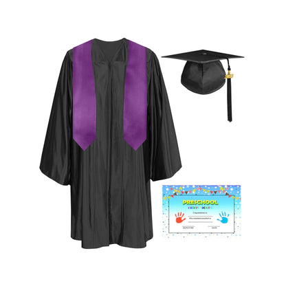 Plain Graduation Stole 50" Length Shiny Kindergarten Graduation Cap, Gown, Stole & Diploma Package-CA graduation