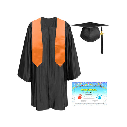 Plain Graduation Stole 50" Length Shiny Kindergarten Graduation Cap, Gown, Stole & Diploma Package-CA graduation