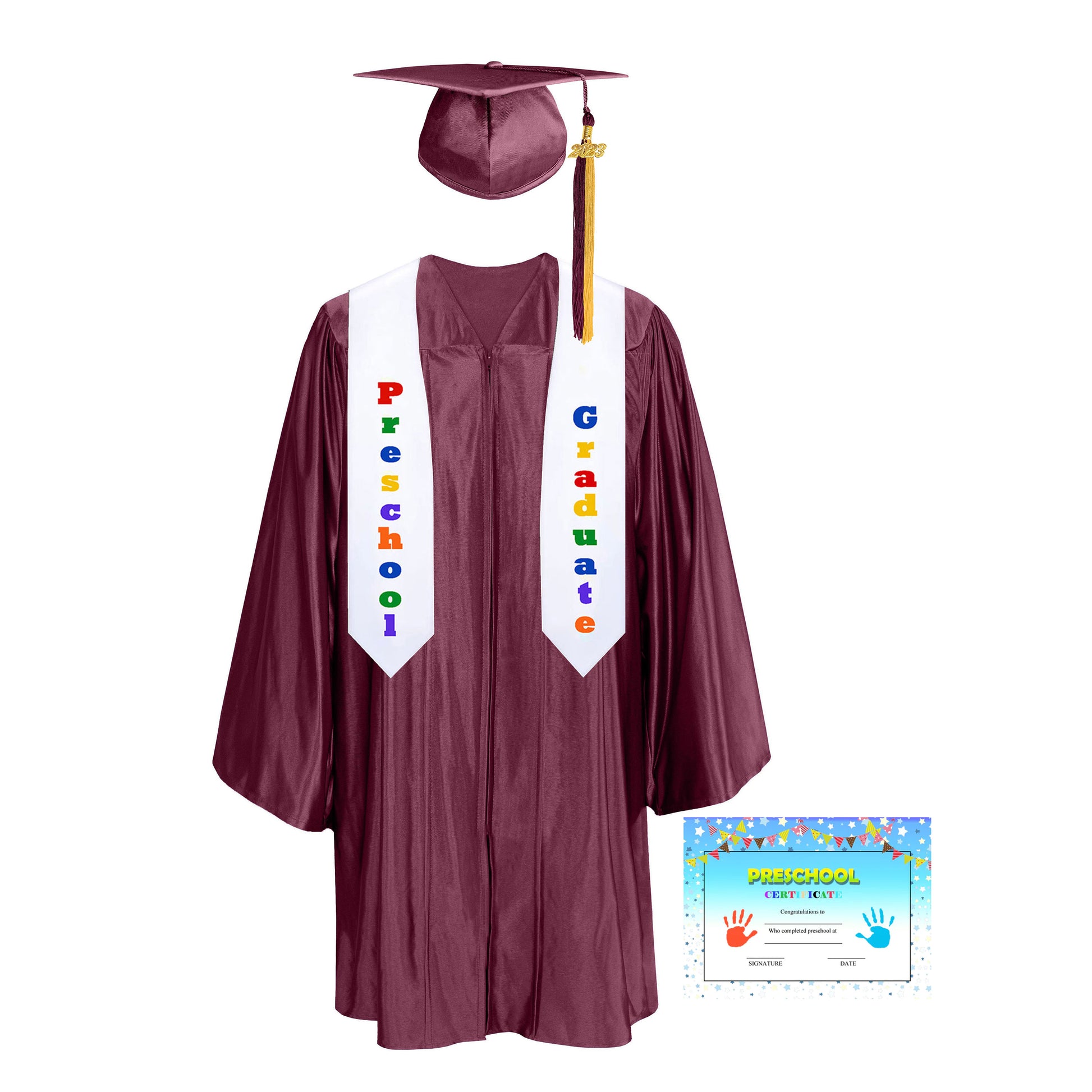 Shiny Kindergarten Graduation Colorful tassel Cap, Gown, Stole & Diploma Package|kindergarten cap gown-CA graduation