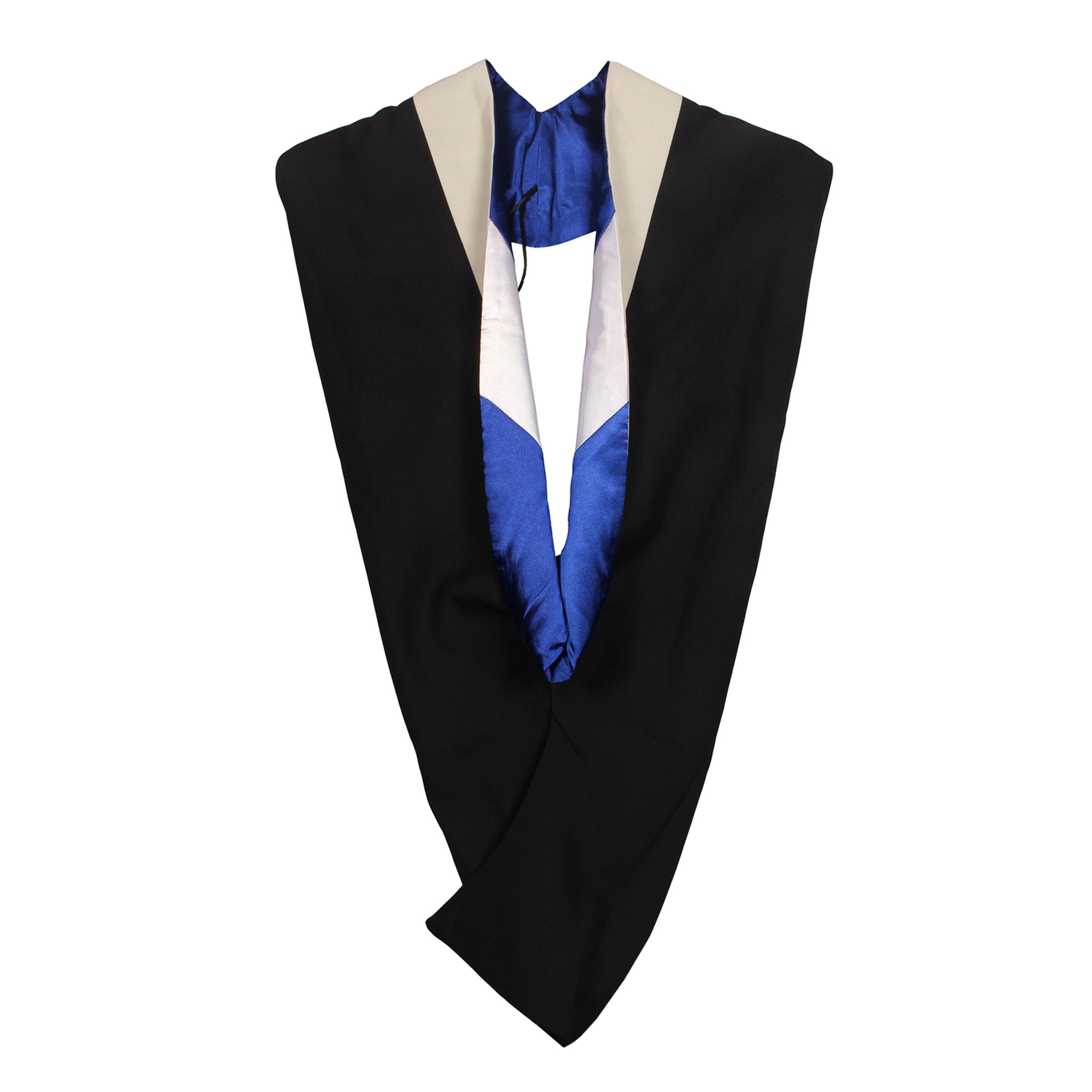 Deluxe Master Graduation Gown Cap with Tassel & Colorful Hood - CA Graduation White-Royal Blue-White Deluxe Master Graduation Gown Cap with Tassel & Colorful Hood - CA Graduation White-Royal Blue-White