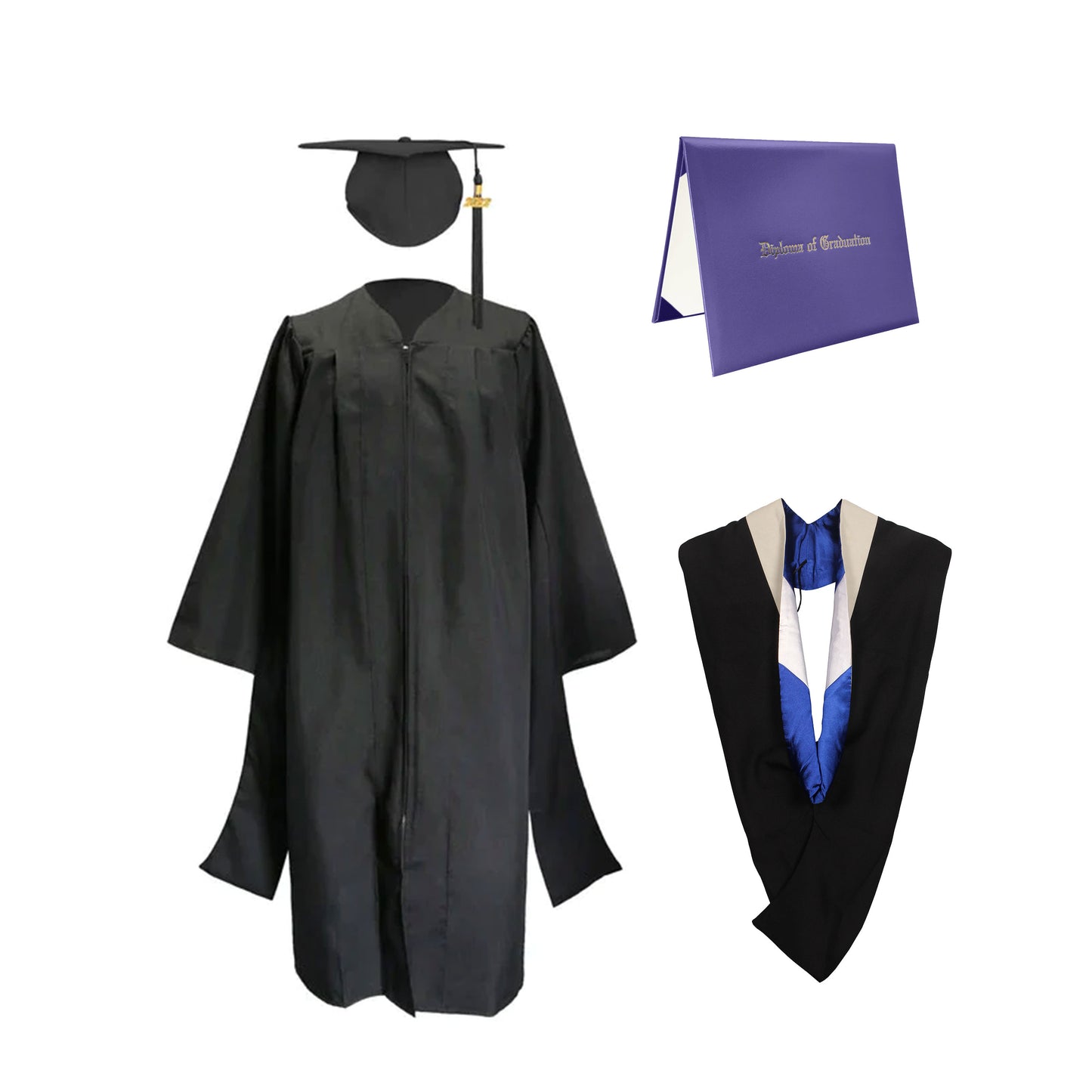 Classic Masters Graduation Ceremony Hood in Various Color & Diploma Package