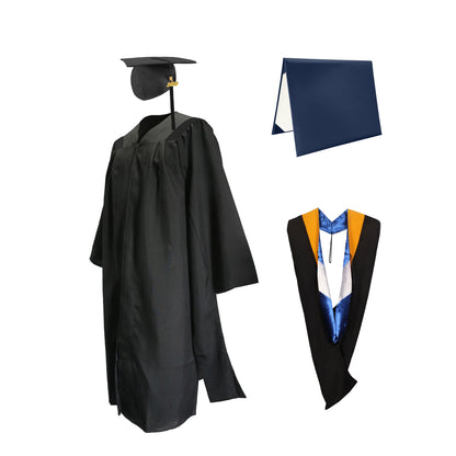 Deluxe Master Graduation Gown Cap with Tassel Charm 2023|2024& Master Graduation Hood in Various Color & Diploma Package-CA graduation