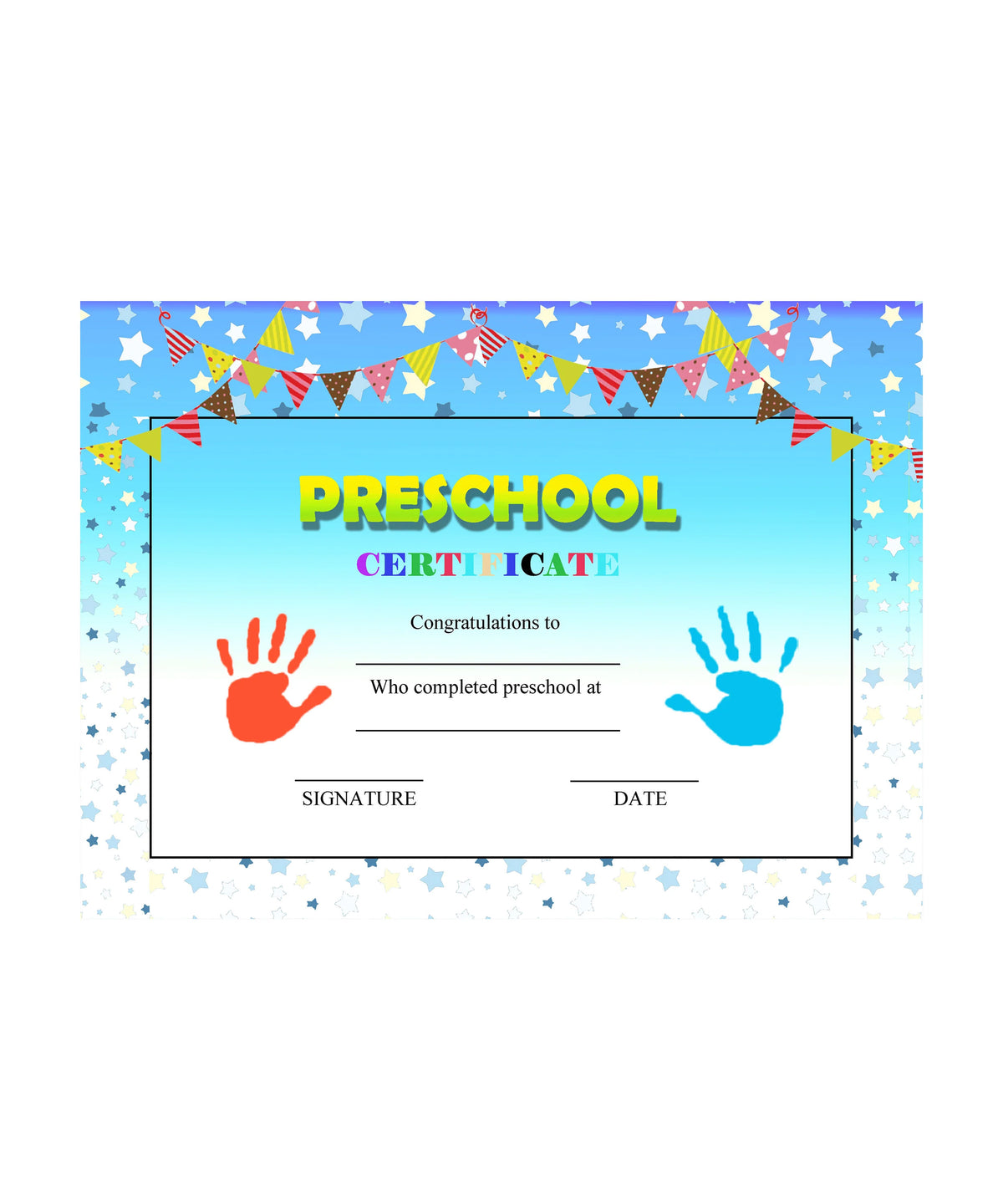 Preschool Graduation Certificate Template Editable Preschool