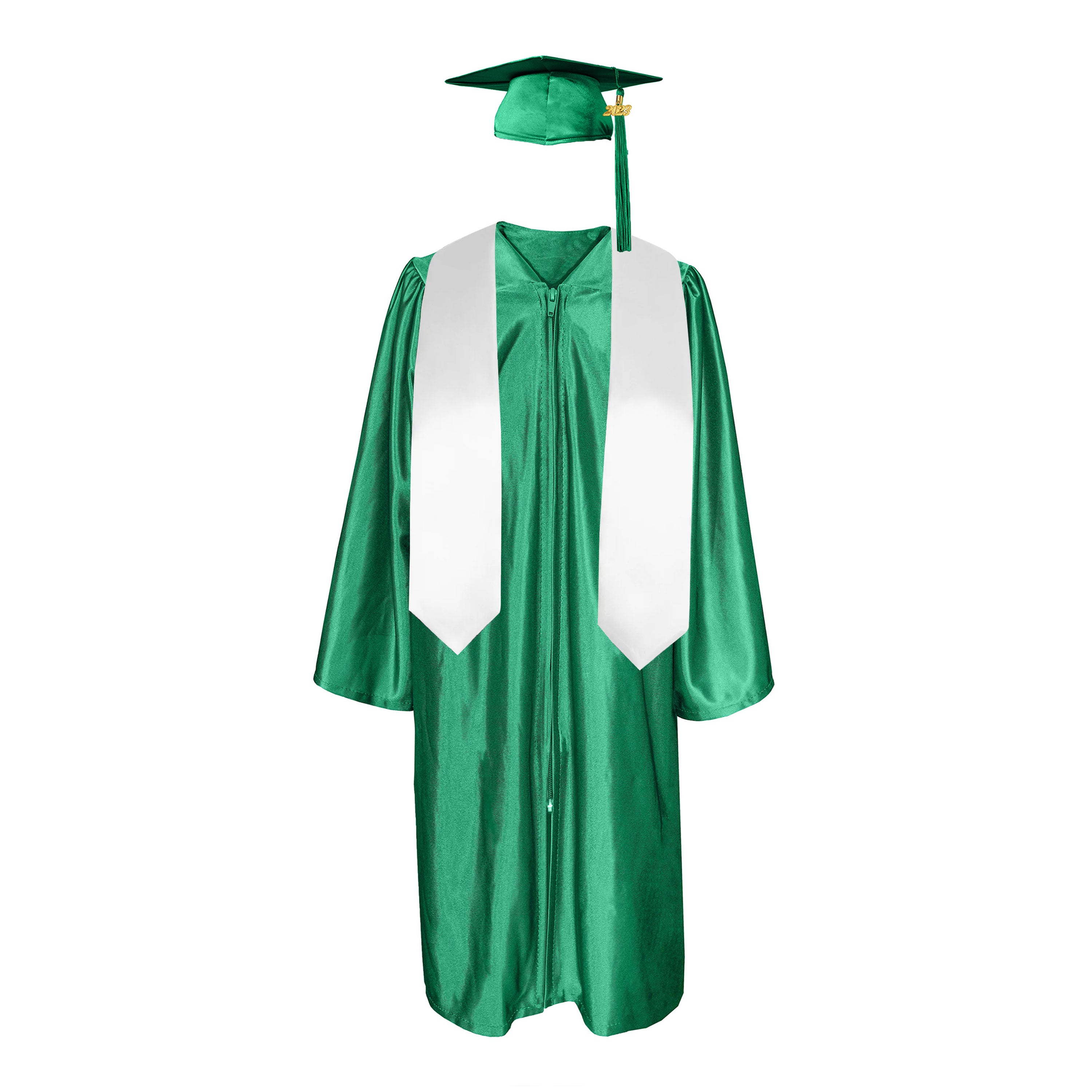Shiny Gown, Cap,Tassel & Plain Graduation Stole 60” Package|graduate graduation gown-CA graduation