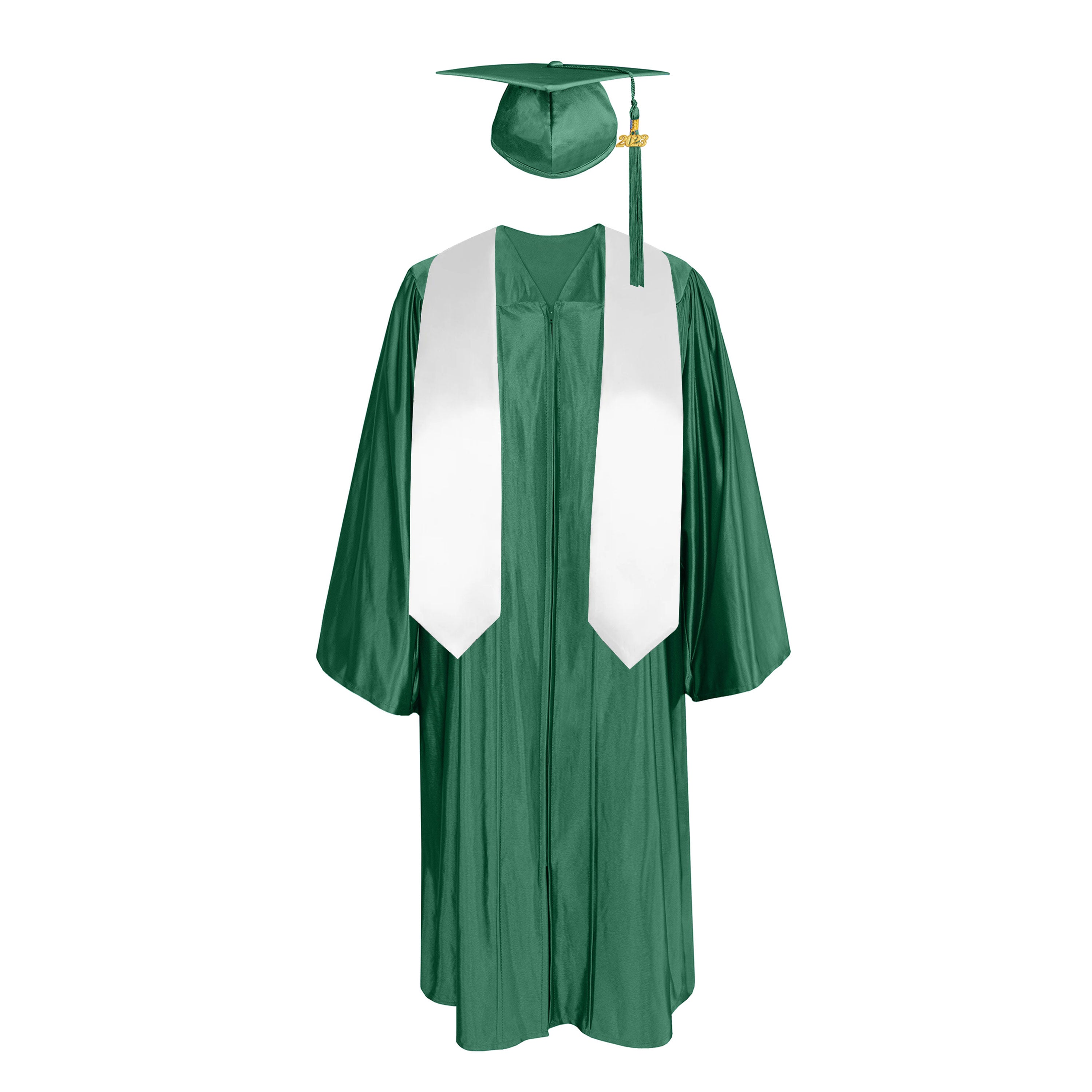 Shiny Gown, Cap,Tassel & Plain Graduation Stole 60” Package|graduate graduation gown-CA graduation