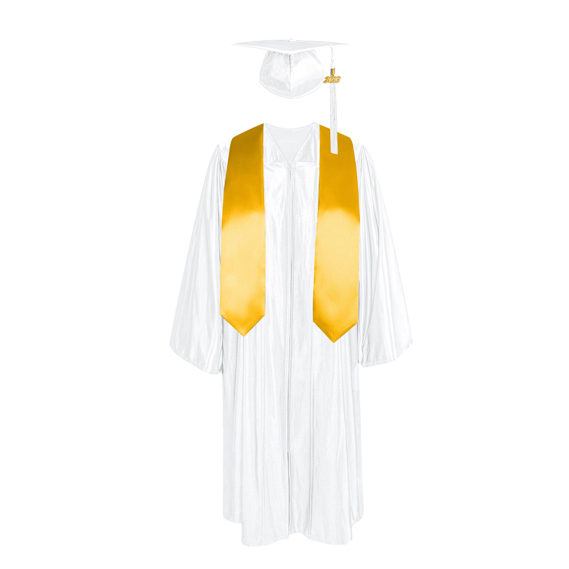 Shiny Gown, Cap,Tassel & Plain Graduation Stole 60” Package|graduate graduation gown-CA graduation