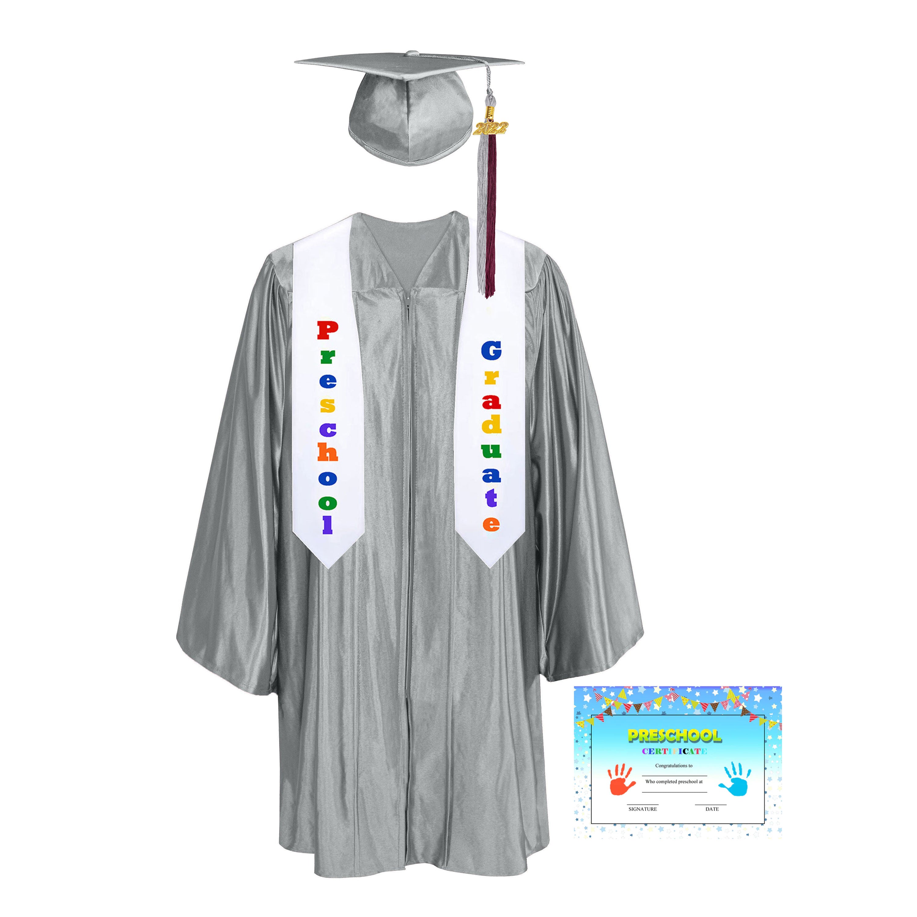Shiny Kindergarten Graduation Colorful tassel Cap, Gown, Stole & Diploma Package|kindergarten cap gown-CA graduation