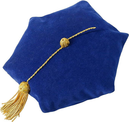 Deluxe Doctoral Graduation Tam with Gold Bullion Tassel in Various Colors and Styles (4/6/8 Sided)-CA graduation