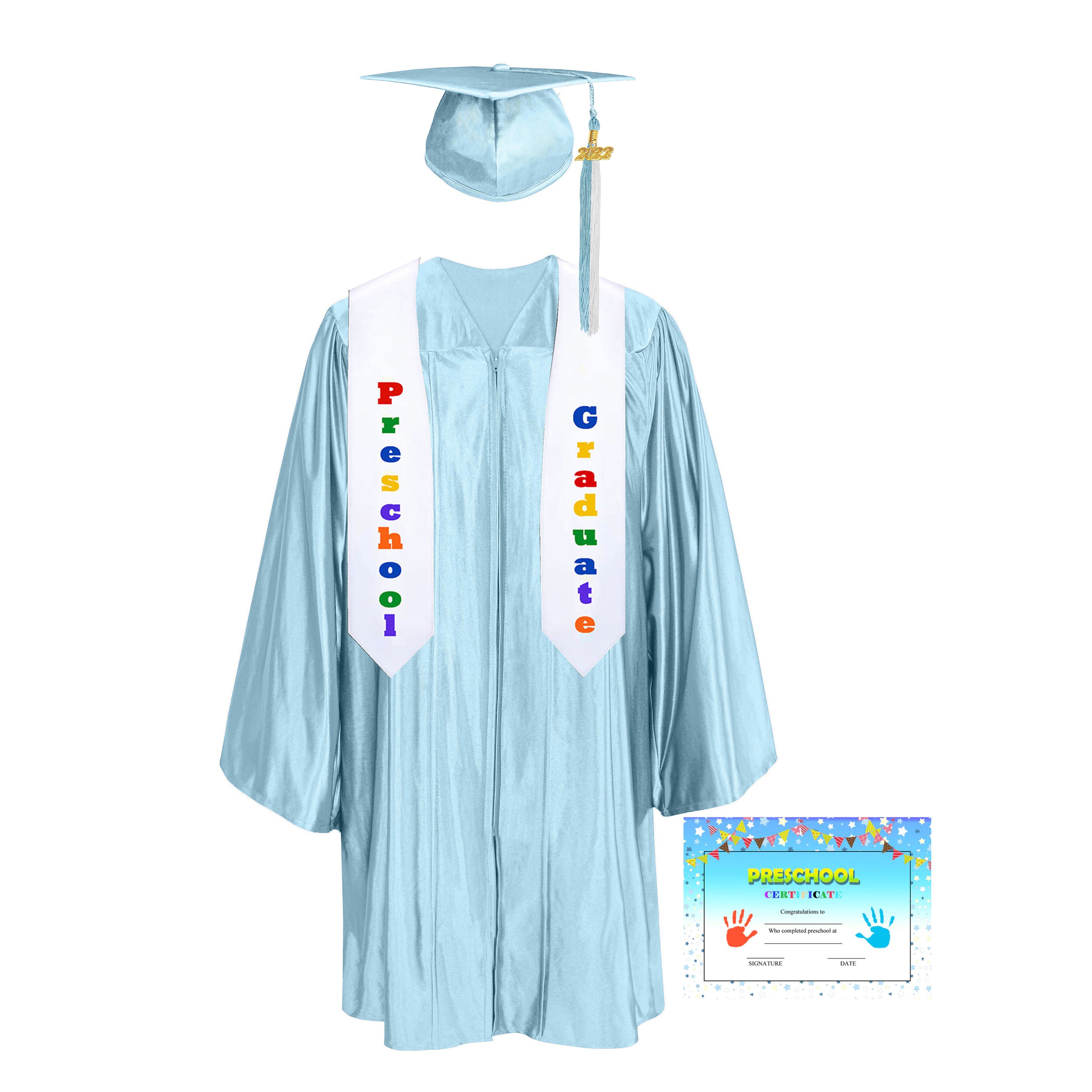 Shiny Kindergarten Graduation Colorful tassel Cap, Gown, Stole & Diploma Package|kindergarten cap gown-CA graduation