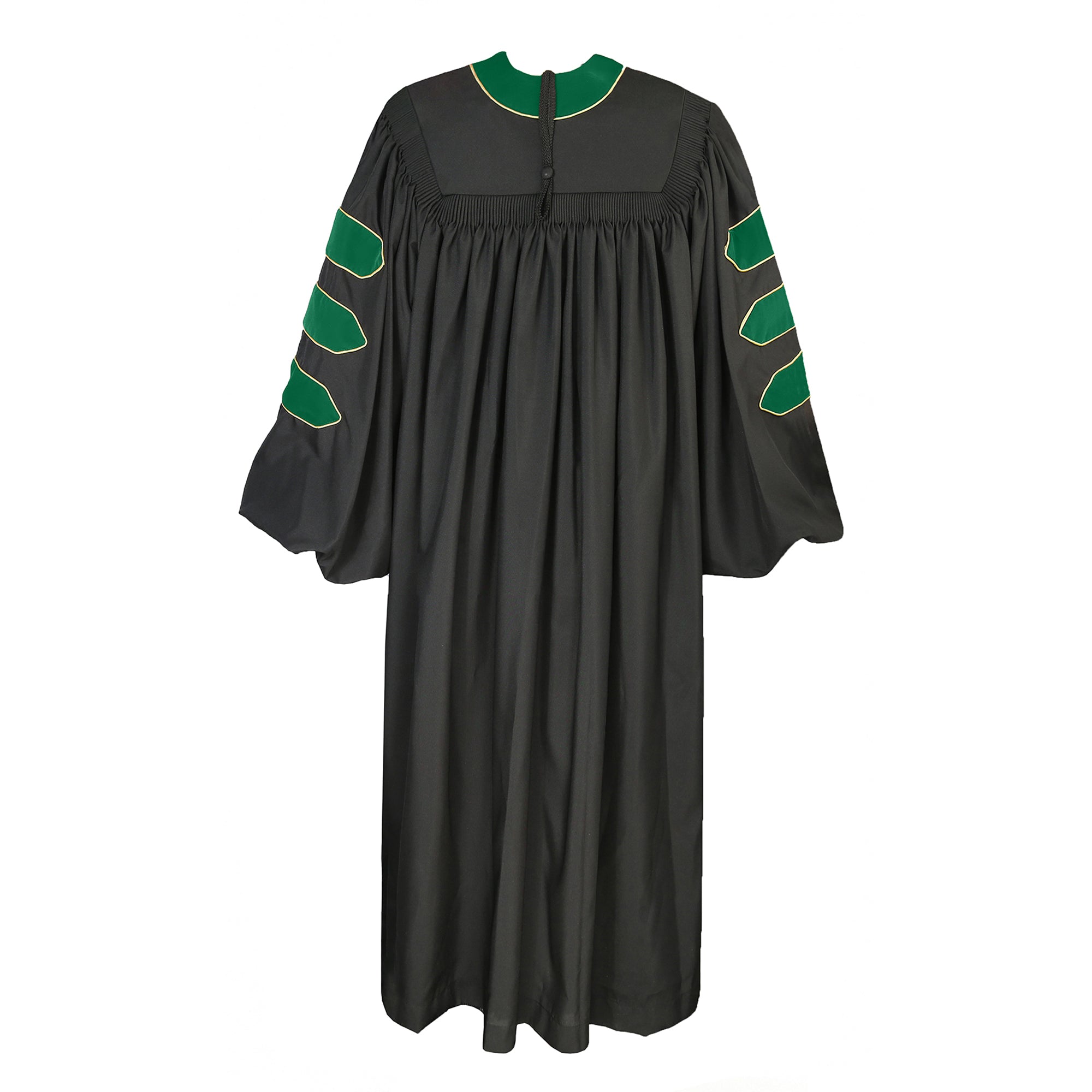 Deluxe Doctoral Graduation Gown/PHD Gown/Doctoral Regalia for Professor or Faculty with Gold Piping-CA graduation