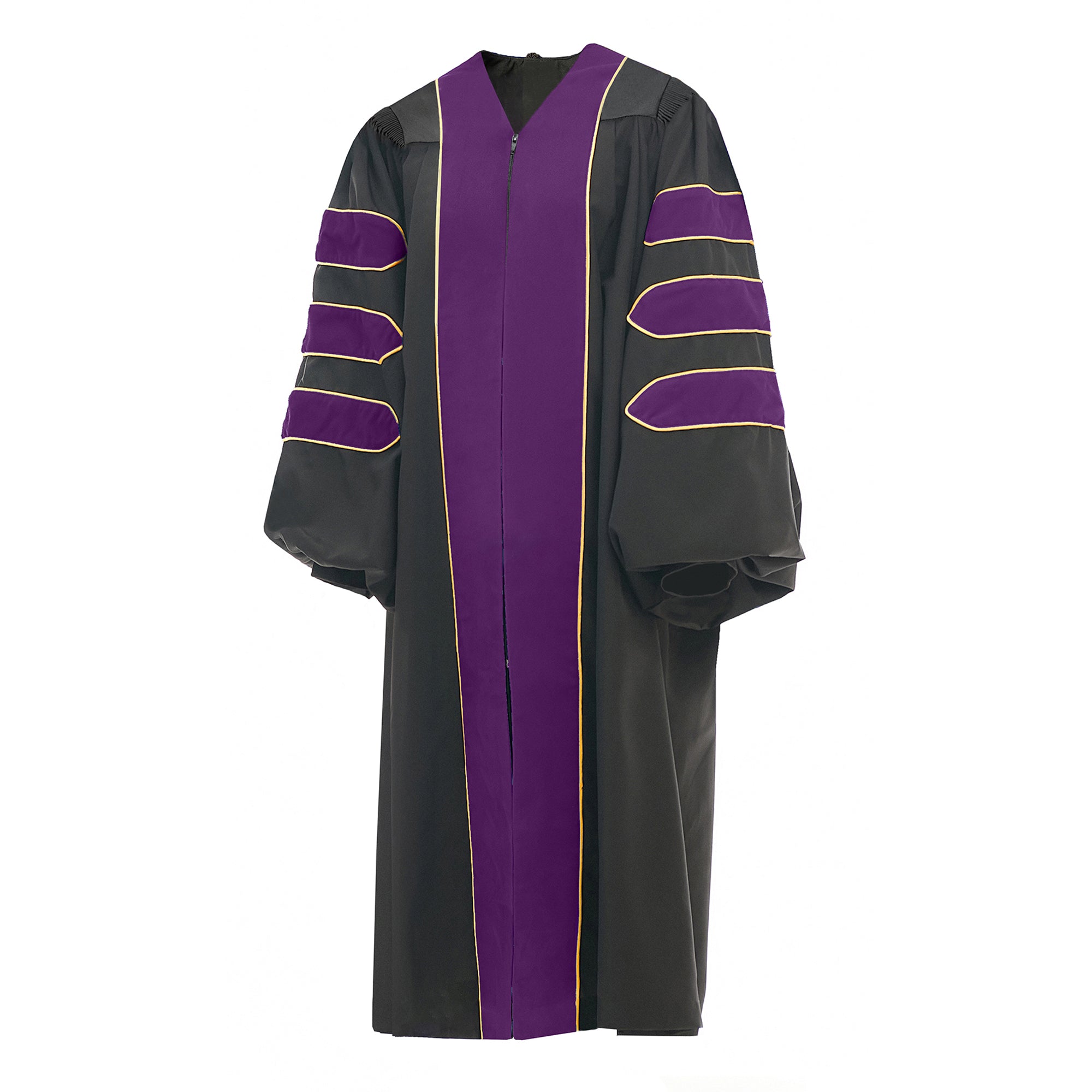 Deluxe Doctoral Graduation Gown/PHD Gown/Doctoral Regalia for Professor or Faculty with Gold Piping-CA graduation