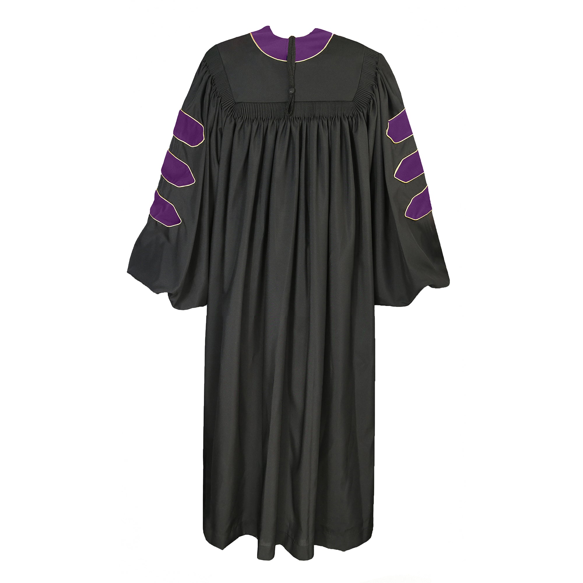 Deluxe Doctoral Graduation Gown/PHD Gown/Doctoral Regalia for Professor or Faculty with Gold Piping-CA graduation