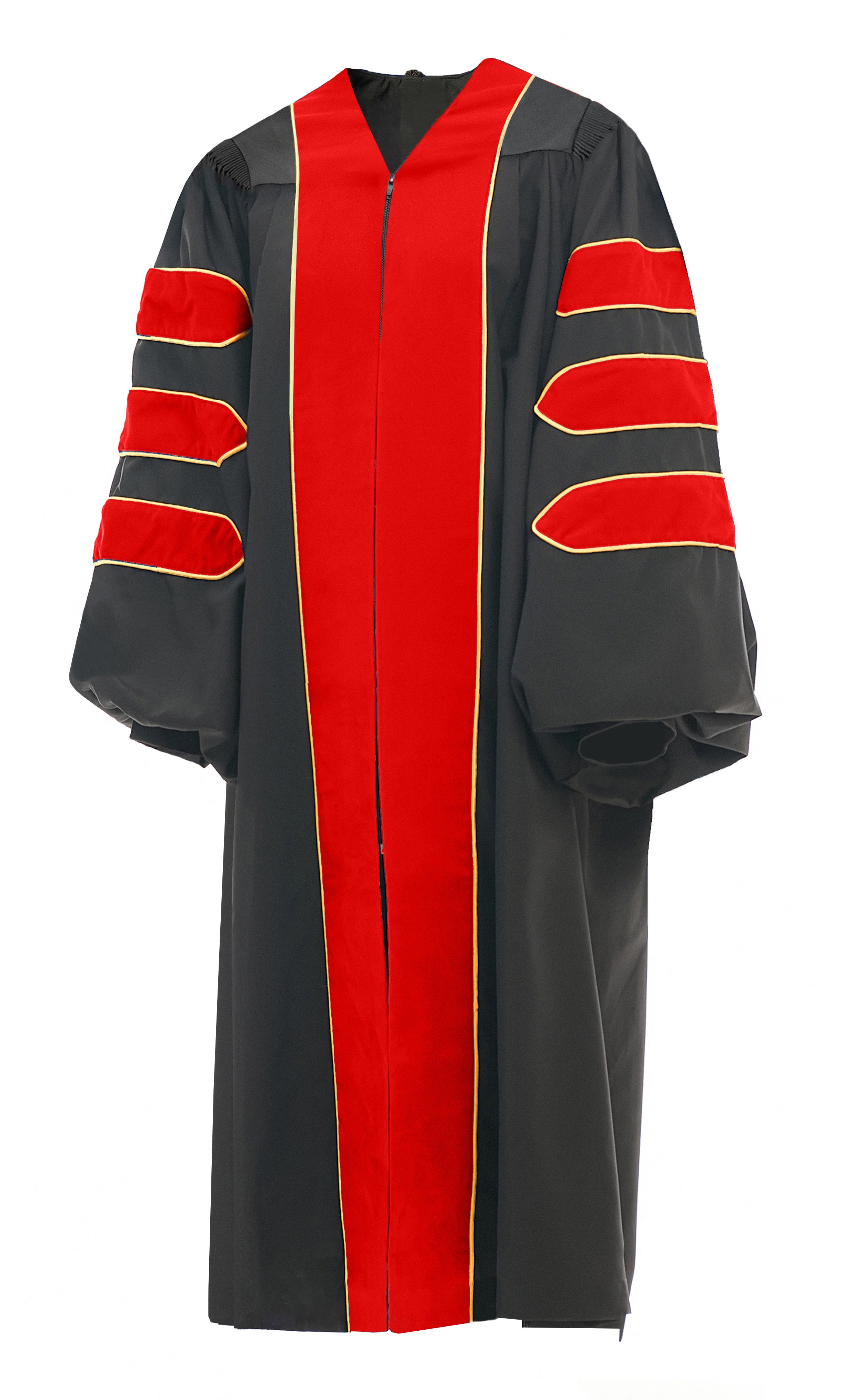 Deluxe Doctoral Graduation Gown/PHD Gown/Doctoral Regalia for Professor or Faculty with Gold Piping-CA graduation
