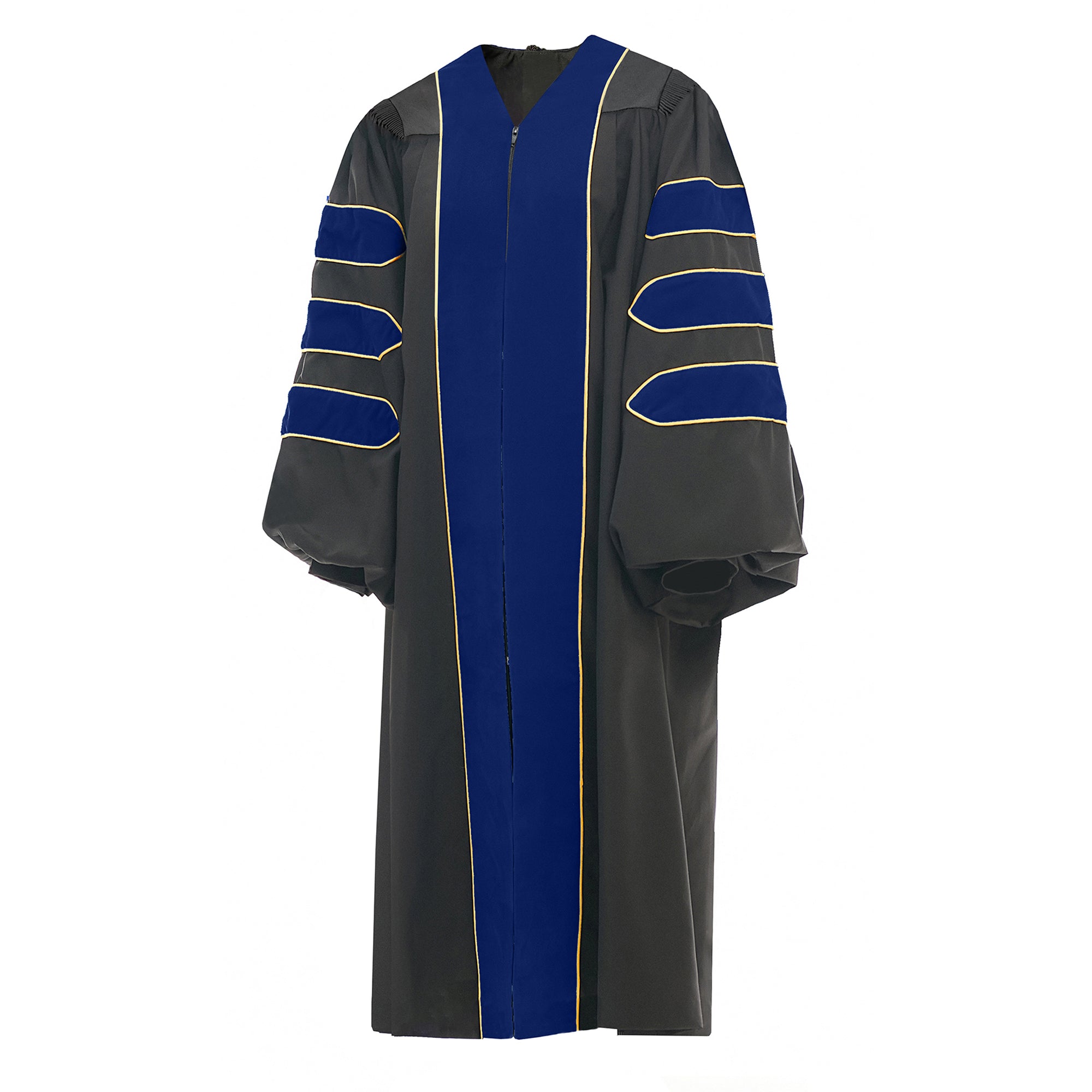 Deluxe Doctoral Graduation Gown/PHD Gown/Doctoral Regalia for Professor or Faculty with Gold Piping-CA graduation