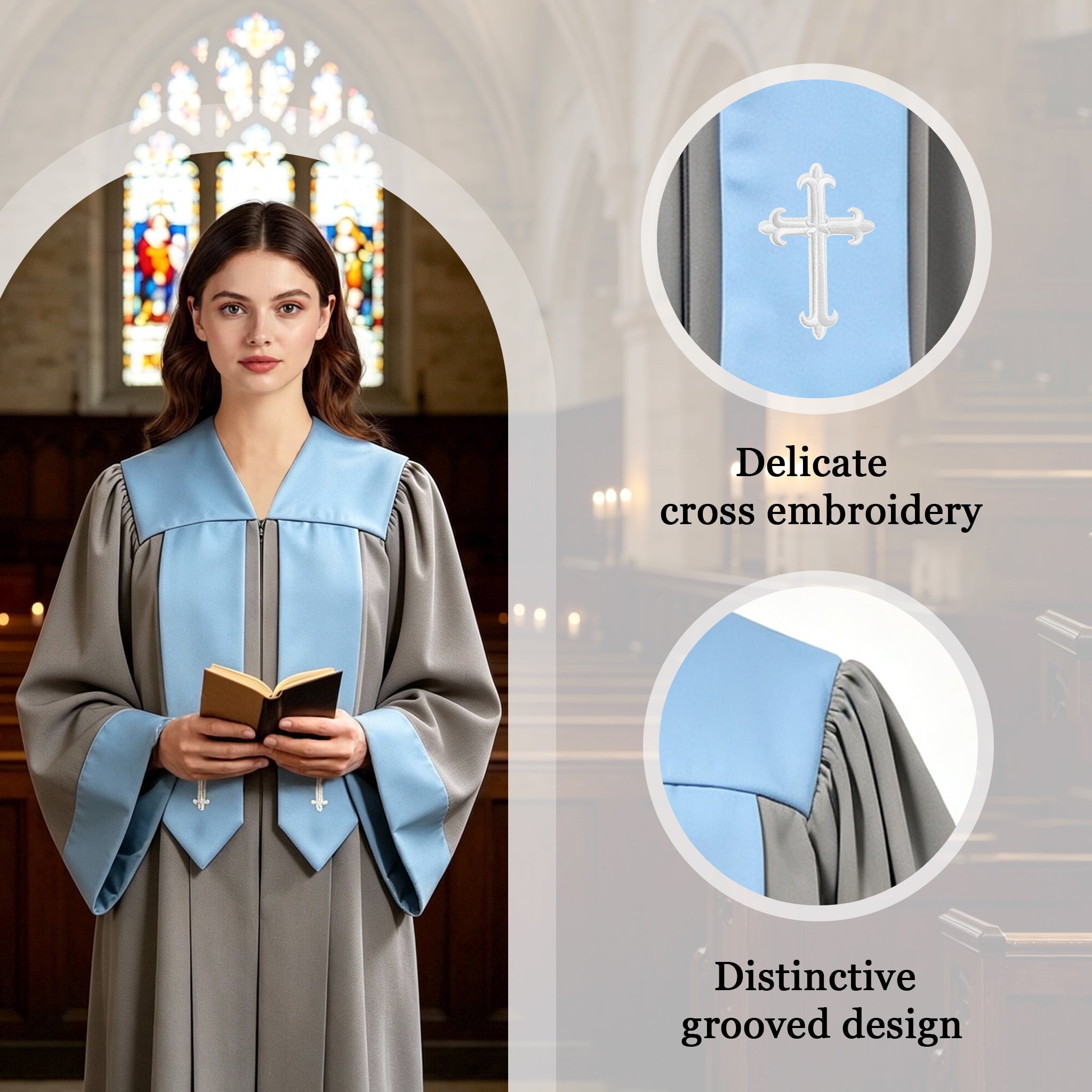 Custom Luxury Embroidered Clergy Robe for Pastors-CA graduation