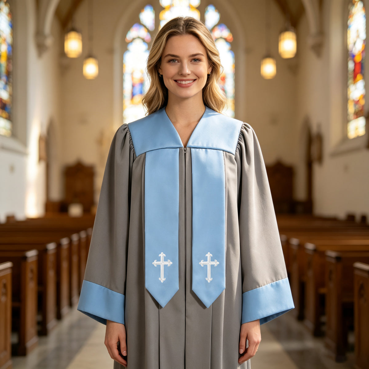 Custom Luxury Embroidered Clergy Robe for Pastors-CA graduation