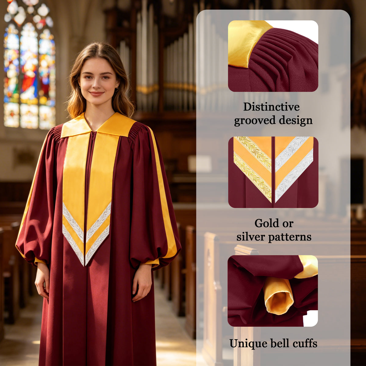 Unisex Deluxe Choir Robe Church Robes | Modern Choir Robes | Choir Robes-CA graduation