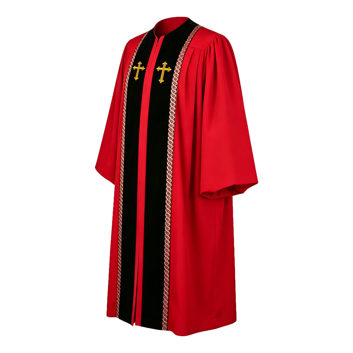 Custom Choir Gown Red and Black Liturgical Robe with Cross Embroidery-CA graduation