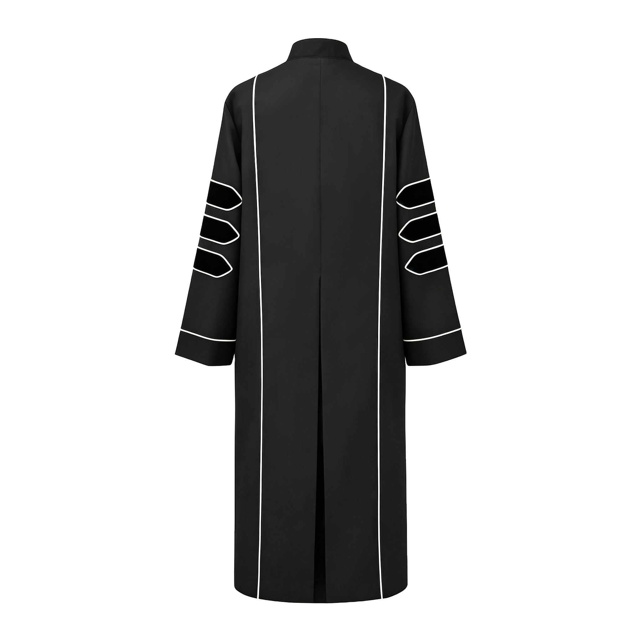 Pastor Clergy Robe Set with Cross | Black Button-Down Church Ministry Robe with White Trim-CA graduation