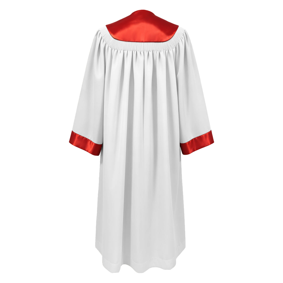 Custom White Choir Robes with Red Cross Stole Collar | Church Choir Vestments for Singers-CA graduation