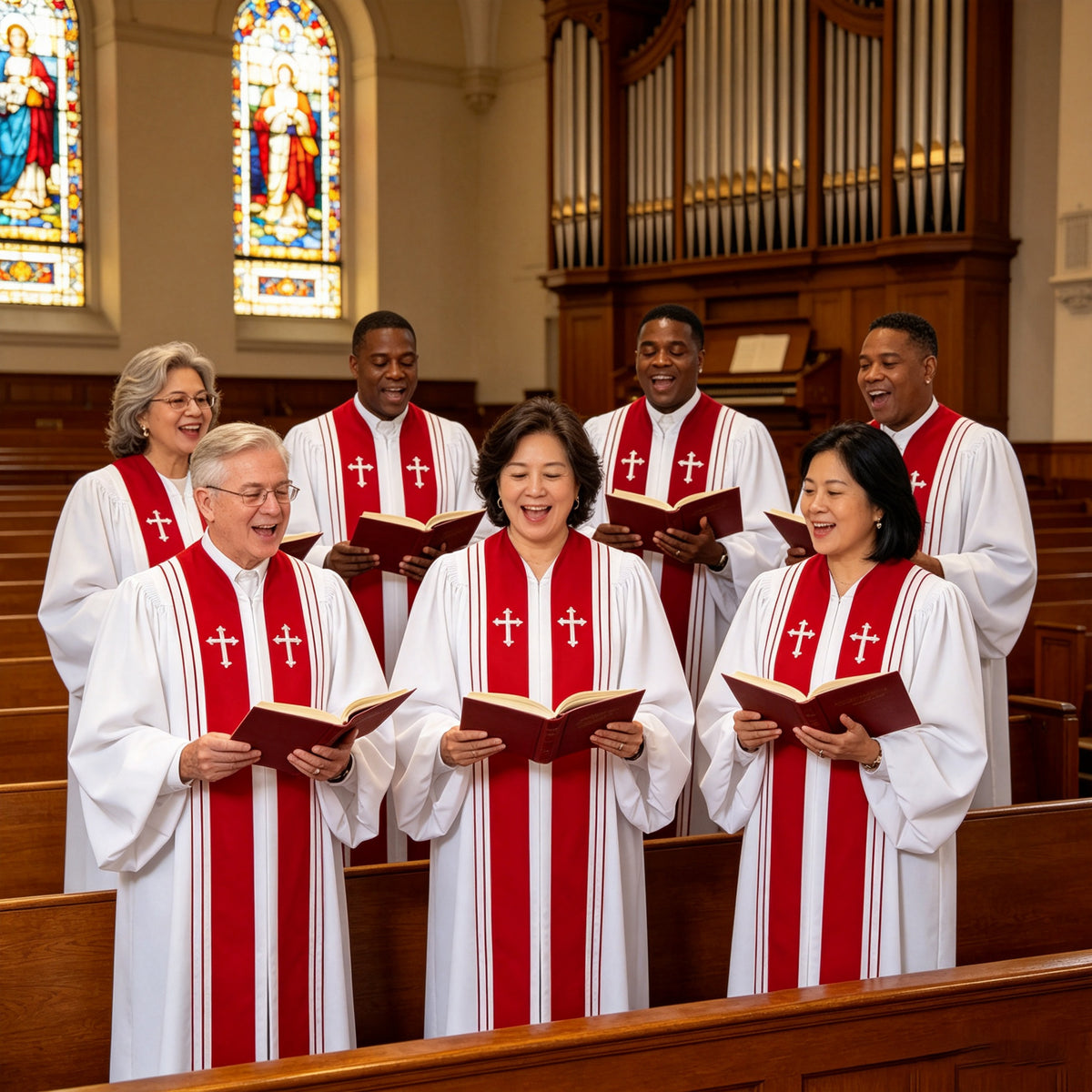 Luxury Clergy Robe with Embroidered Cross | Premium Pastor Ministry Vestment-CA graduation