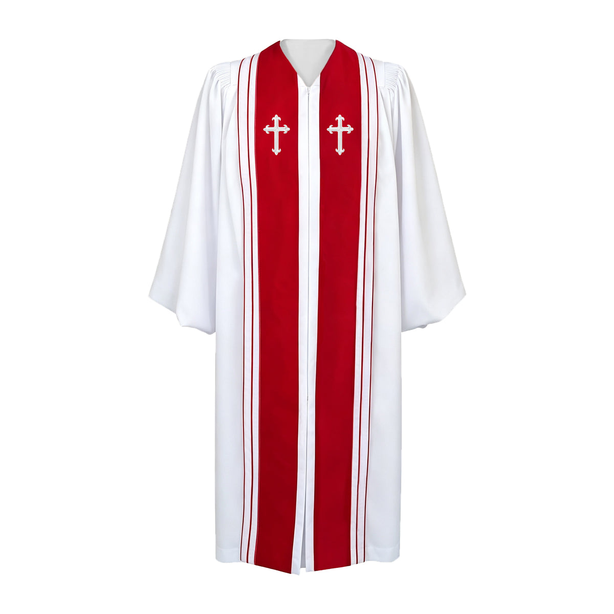 Luxury Clergy Robe with Embroidered Cross | Premium Pastor Ministry Vestment-CA graduation