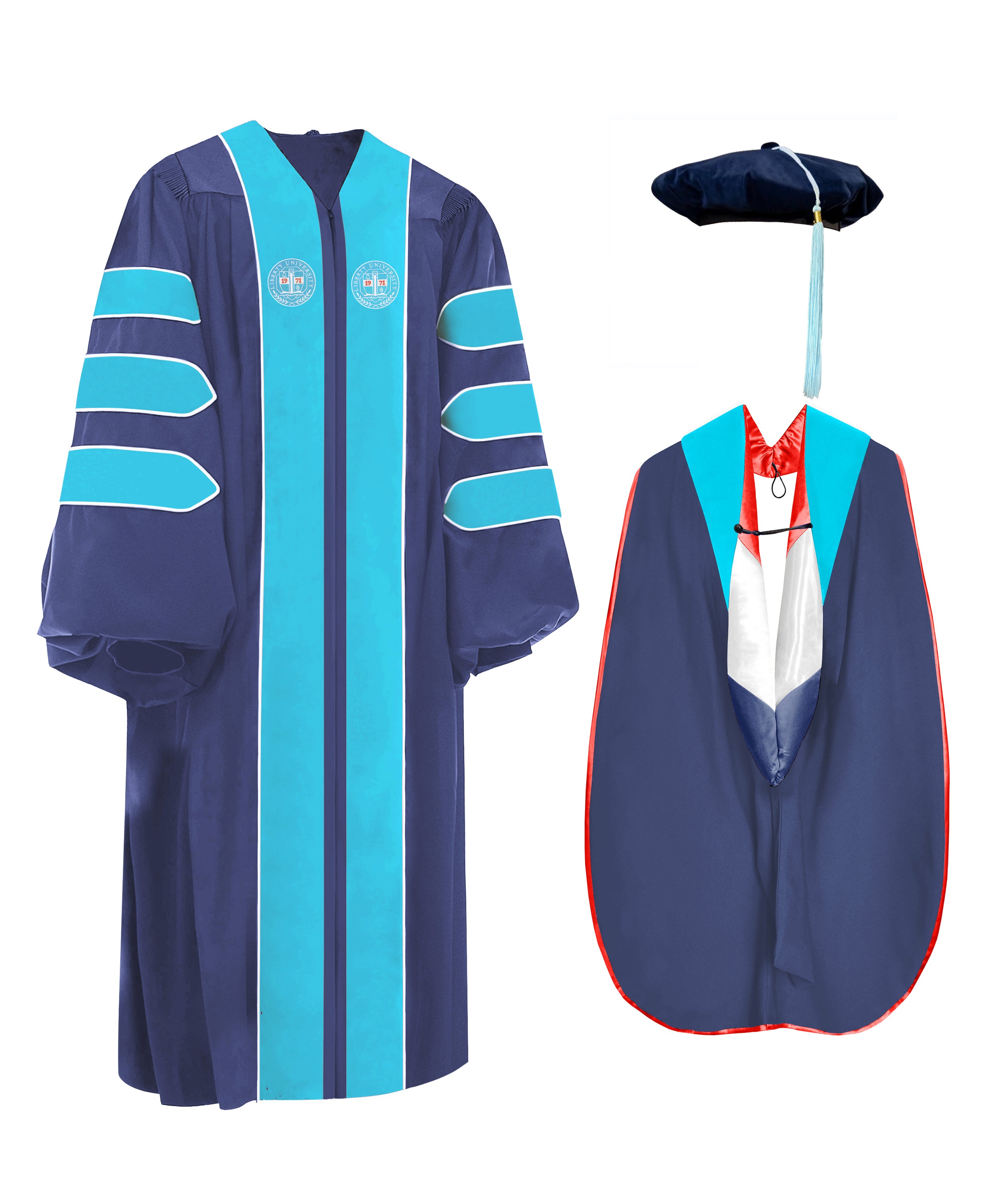 Custom Liberty University Doctoral Gown Tam & Hood Package-CA graduation