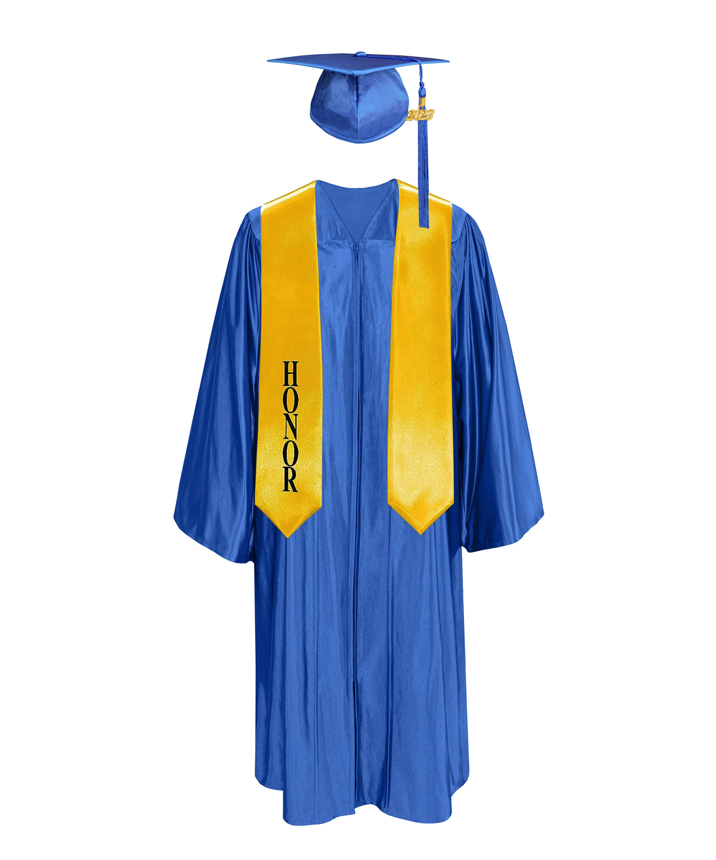 Shiny Cap With Tassel, Gown, & Honor Stole 60” Package| graduate graduation gown-CA graduation