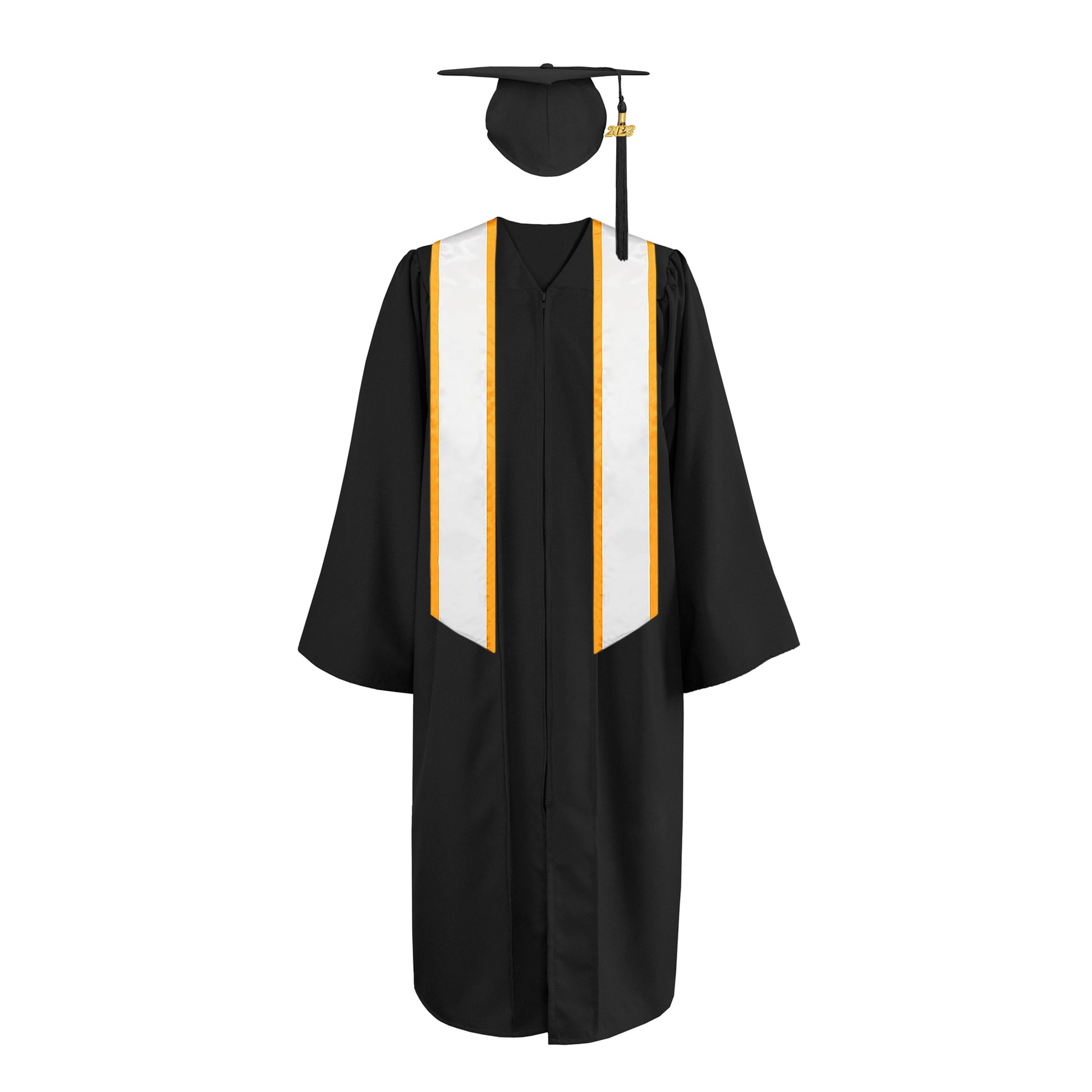 Matte Cap, Gown, Tassel ,Honor Stole Angled End with Trim 72”-CA graduation