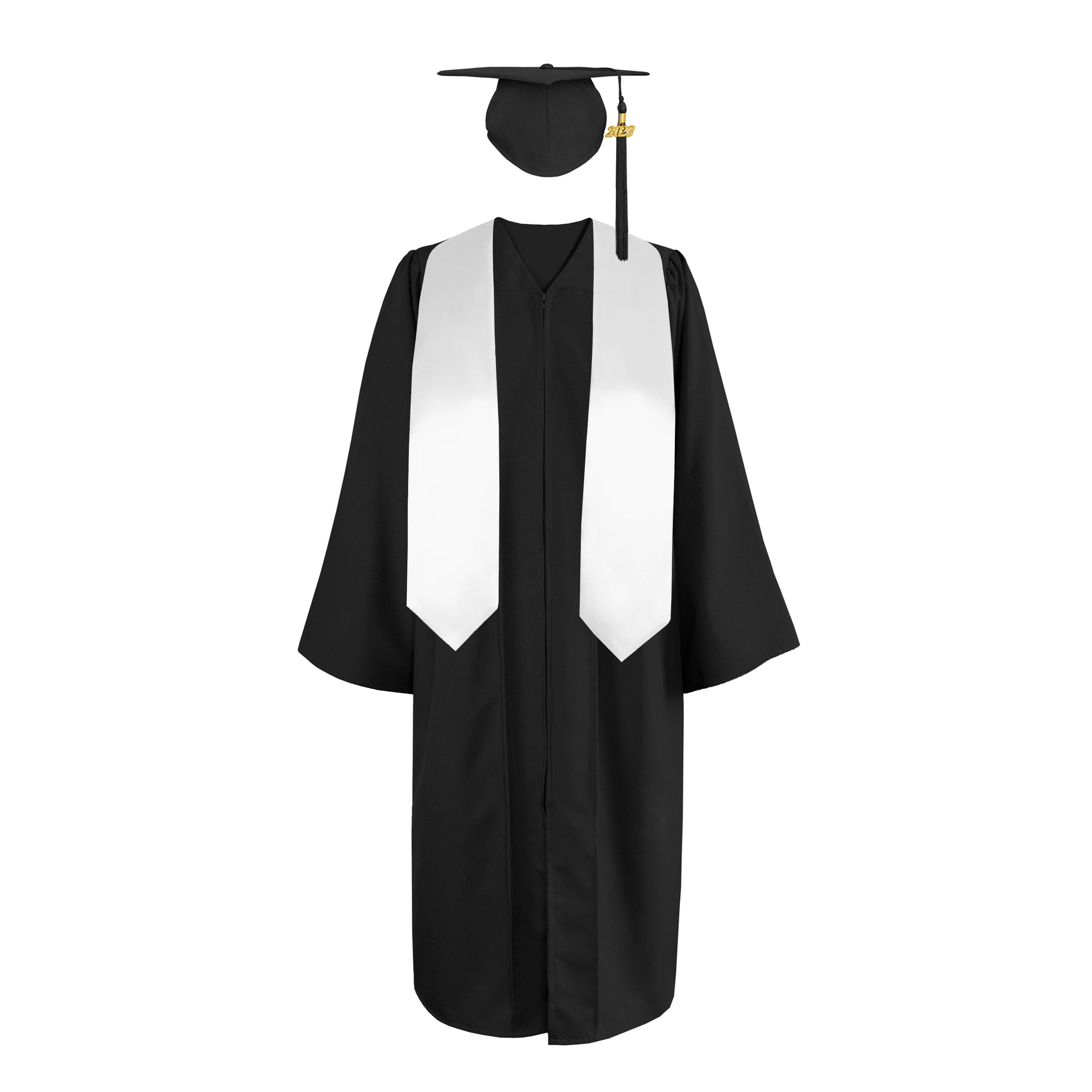 Matte Cap, Gown,Tassel &Plain Graduation Stole 60” Package-CA graduation