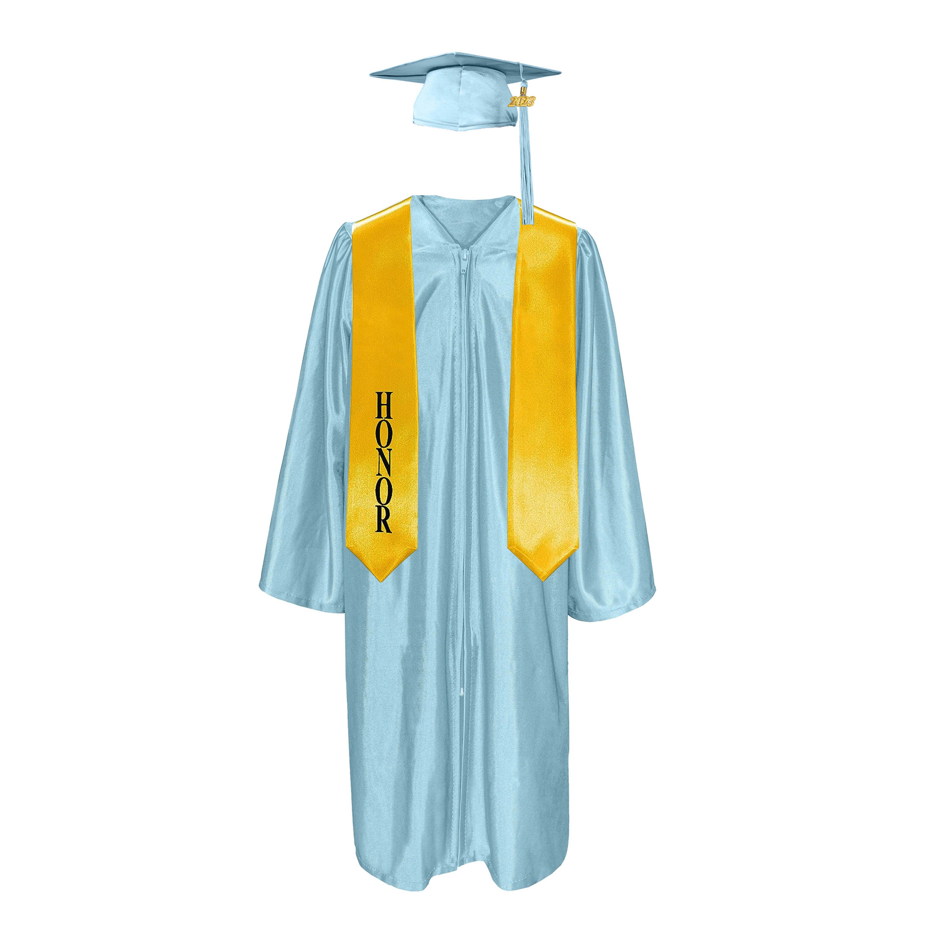 Shiny Cap With Tassel, Gown, & Honor Stole 60” Package| graduate graduation gown-CA graduation