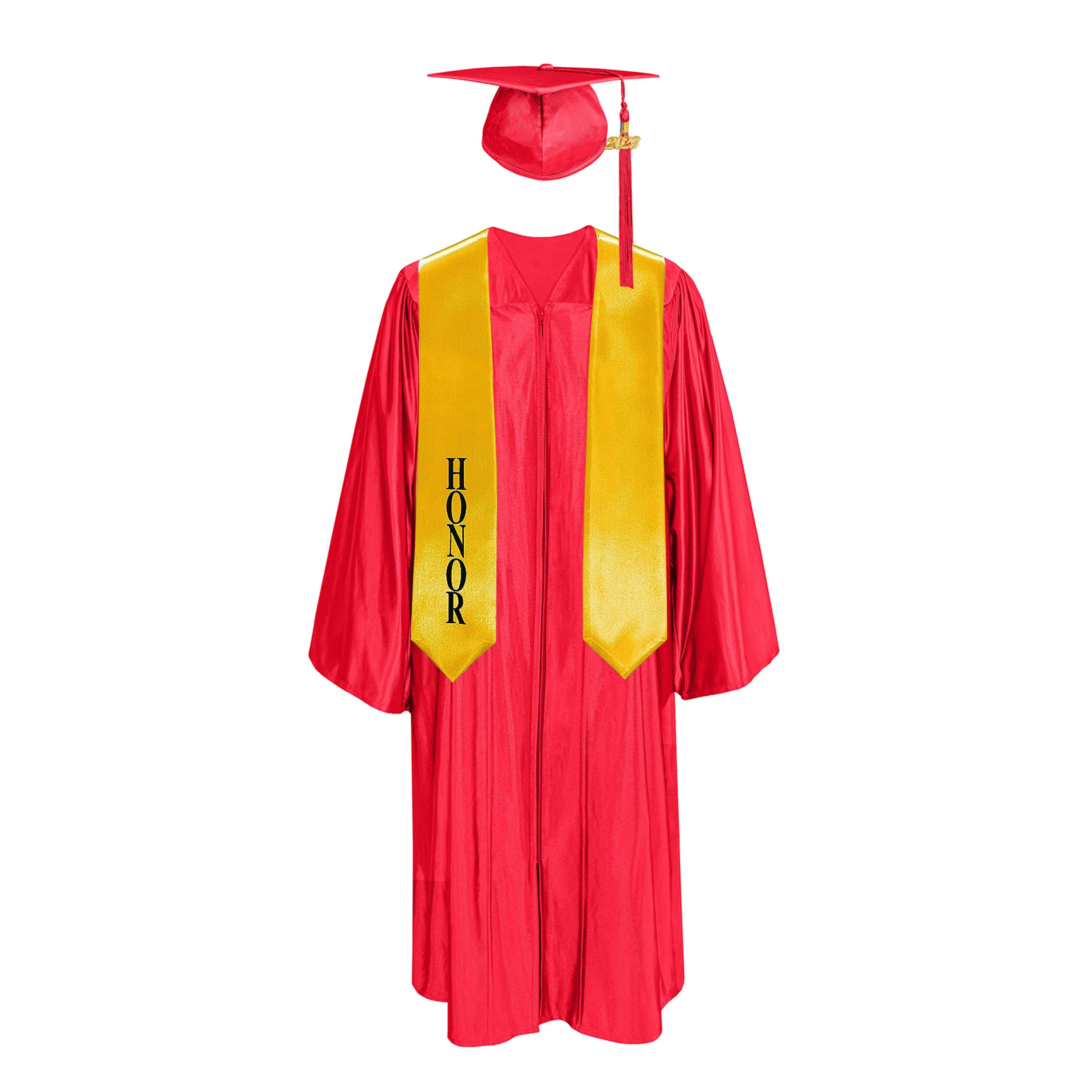 Shiny Cap With Tassel, Gown, & Honor Stole 60” Package| graduate graduation gown-CA graduation