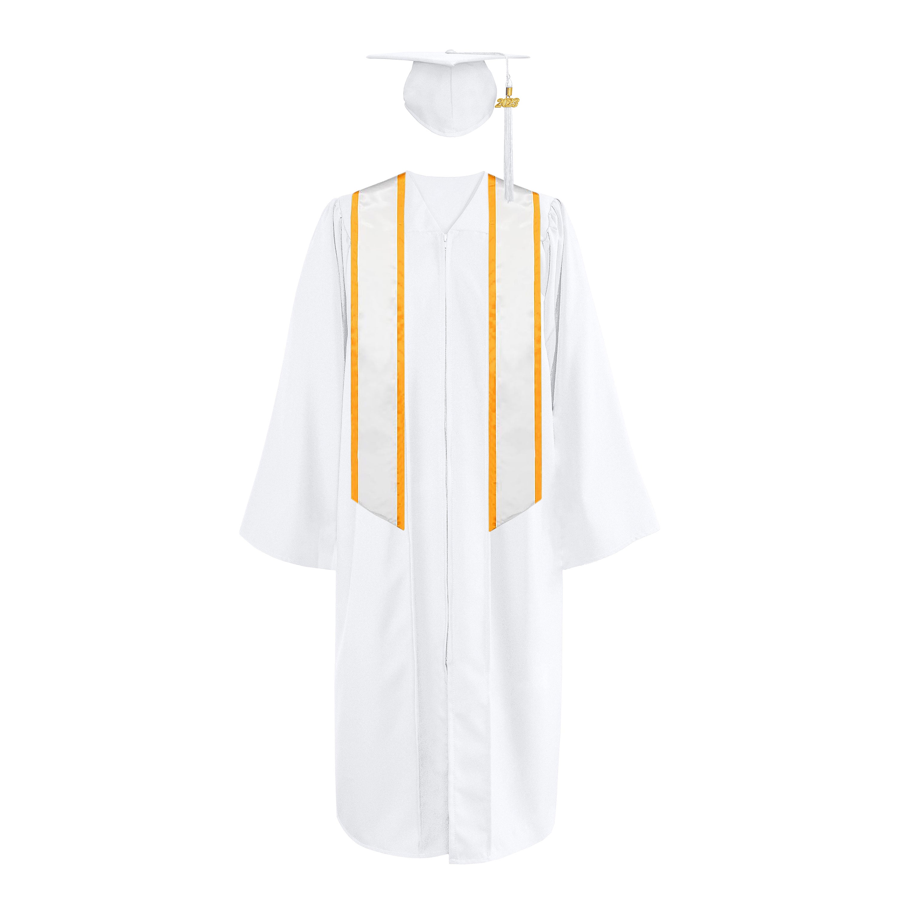 Matte Cap, Gown, Tassel ,Honor Stole Angled End with Trim 72”-CA graduation