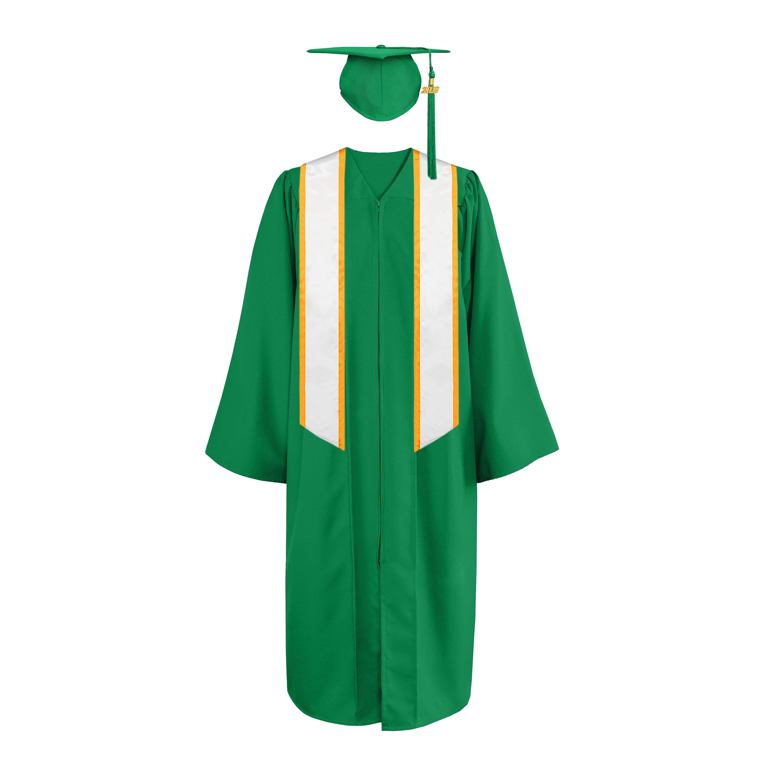Matte Cap, Gown, Tassel ,Honor Stole Angled End with Trim 72”-CA graduation