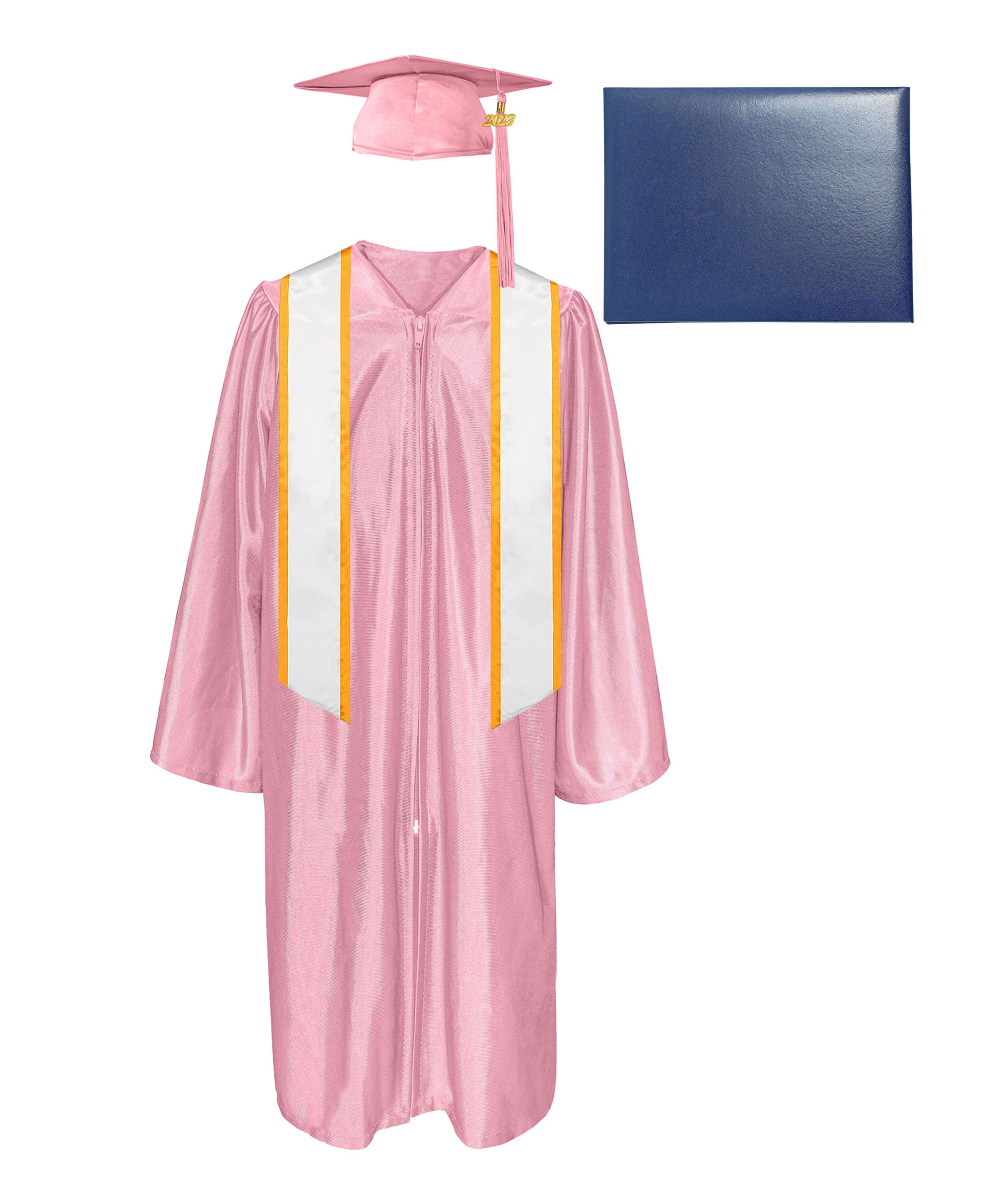 Shiny Graduation Cap, Gown, Tassel, 72-inch Honor Stole & Diploma Cover ...
